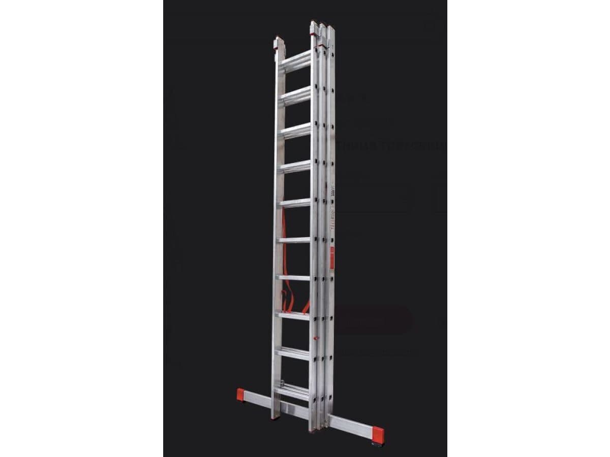 Лестница алюм. 3-х секц. 458см-640см-260см 3х10 ступ, фото 4