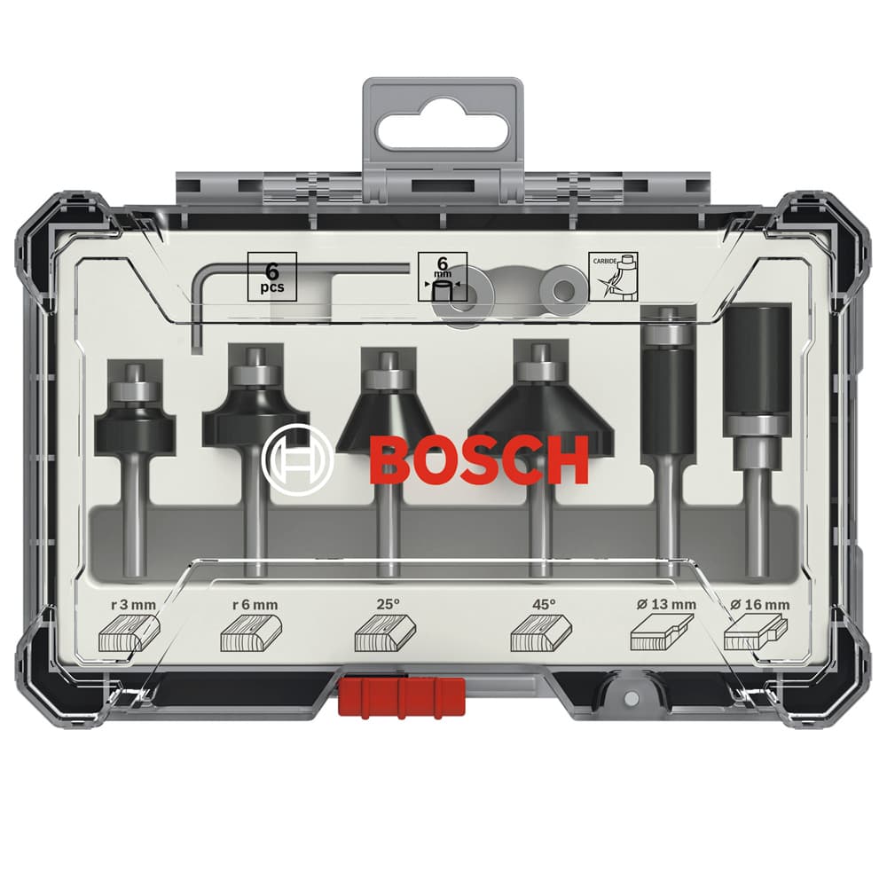 Набор кромочных фрез по дереву хв 6 мм (6 шт) BOSCH (2607017468)