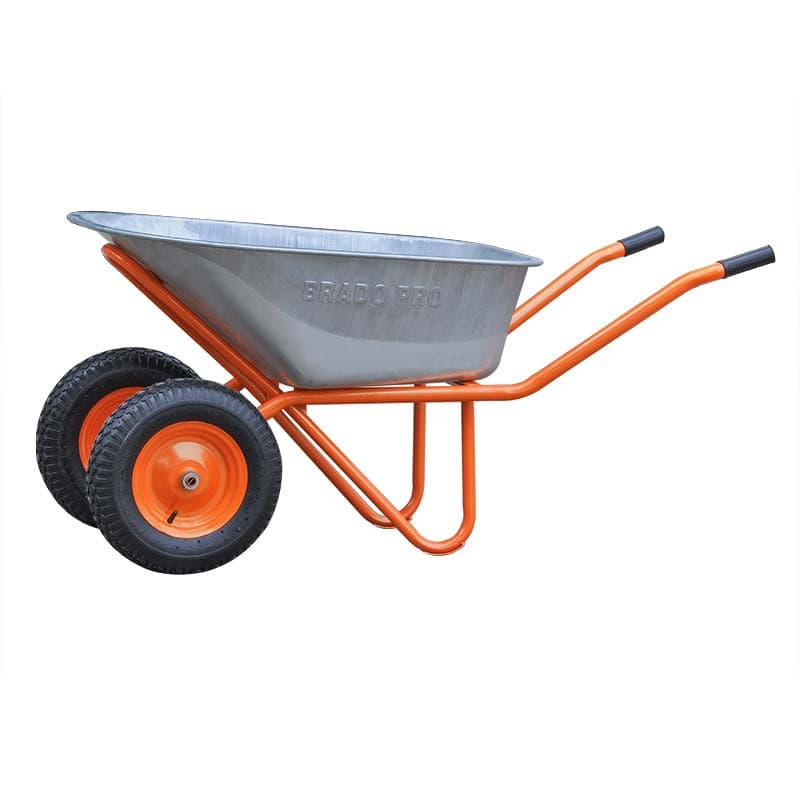 Тачка строительная BRADO 2x130 expert PRO  (до 130 л, до 350 кг, 2x4.00-8, пневмо, ось 20*80), фото 2