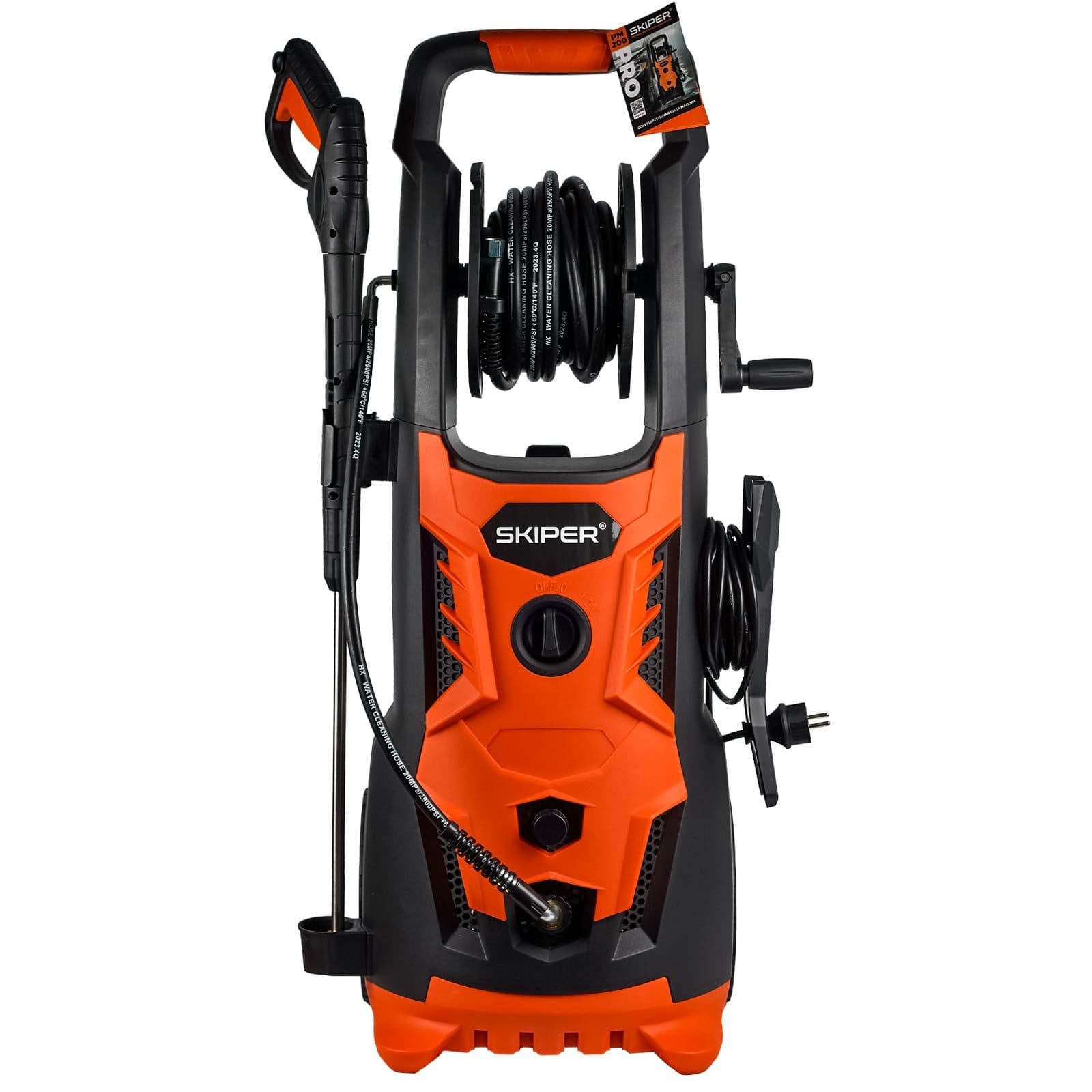 Мойка высокого давления SKIPER PM-200 PRO (2700Вт; 200Бар; 8м шланг; катушка; 19,5кг; бесщ.дв;щётка), фото 2