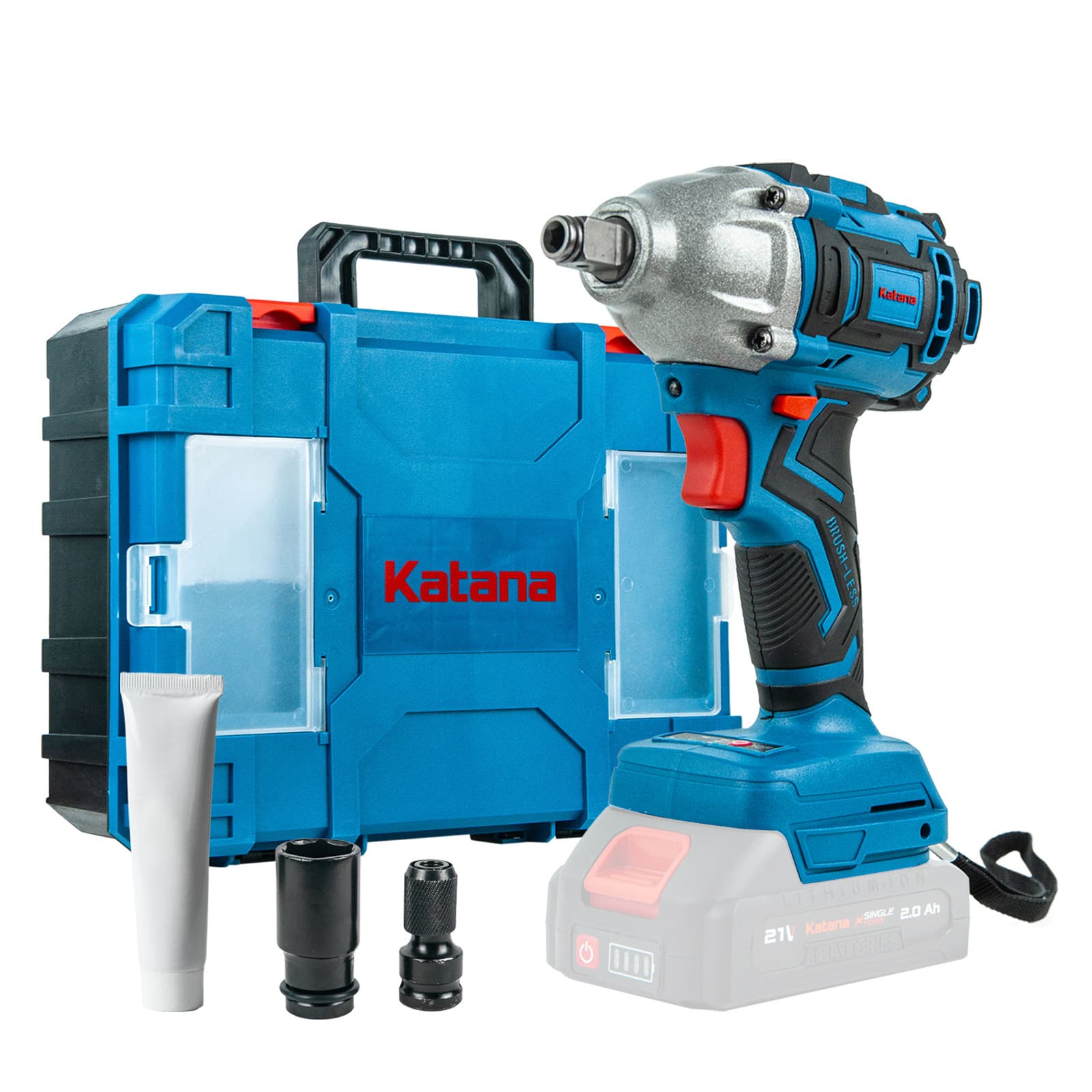 Гайковерт ударный аккумуляторный KATANA UG9400 SinglePOWER(1/2"+1/4",21В,2ск,320Нм,кейс,без АКБ/ЗУ), фото 2