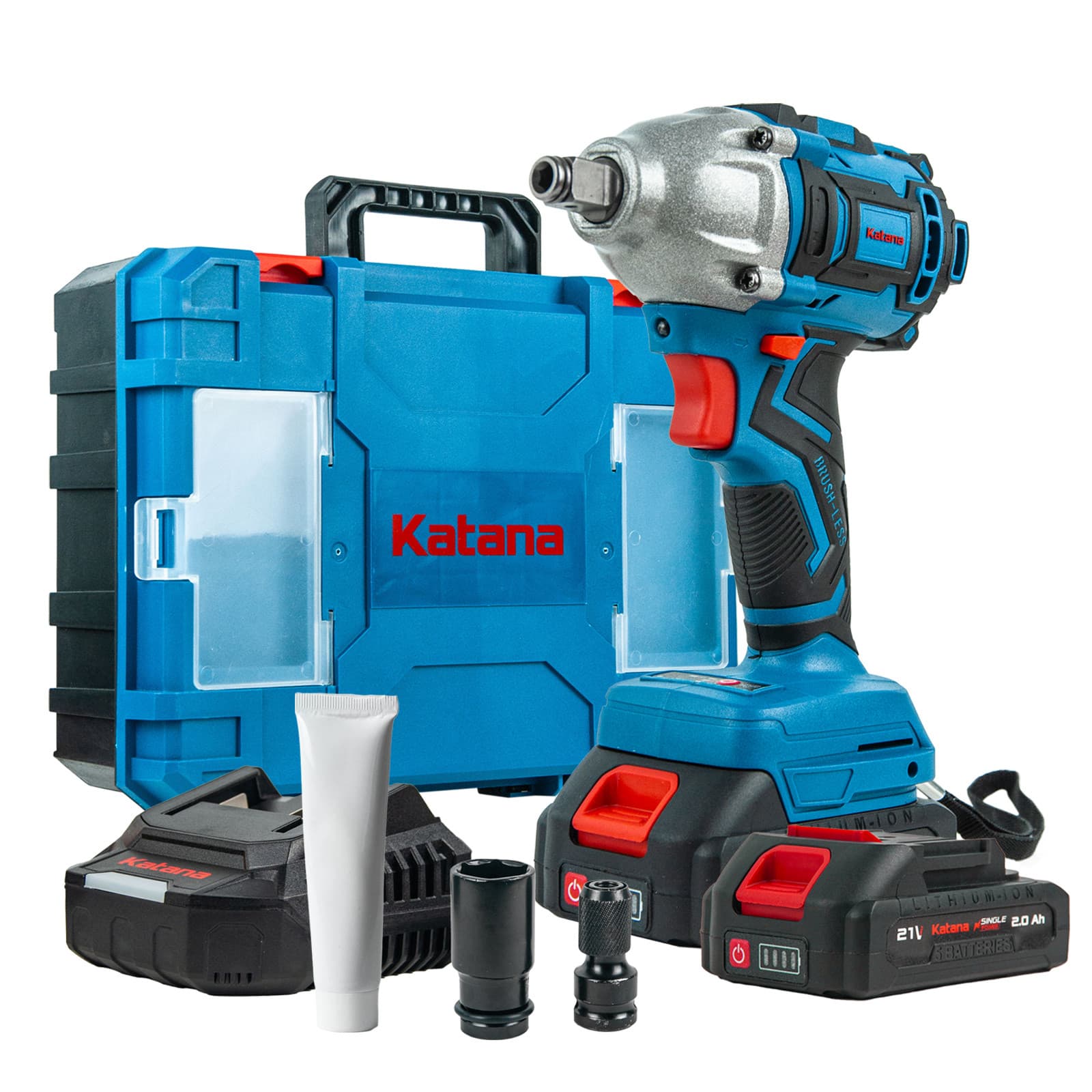 Гайковерт ударный аккумуляторный KATANA UG9401 SinglePOWER(1/2"+1/4",21В,2*2Ач,2ск, 320Нм, кейс), фото 2