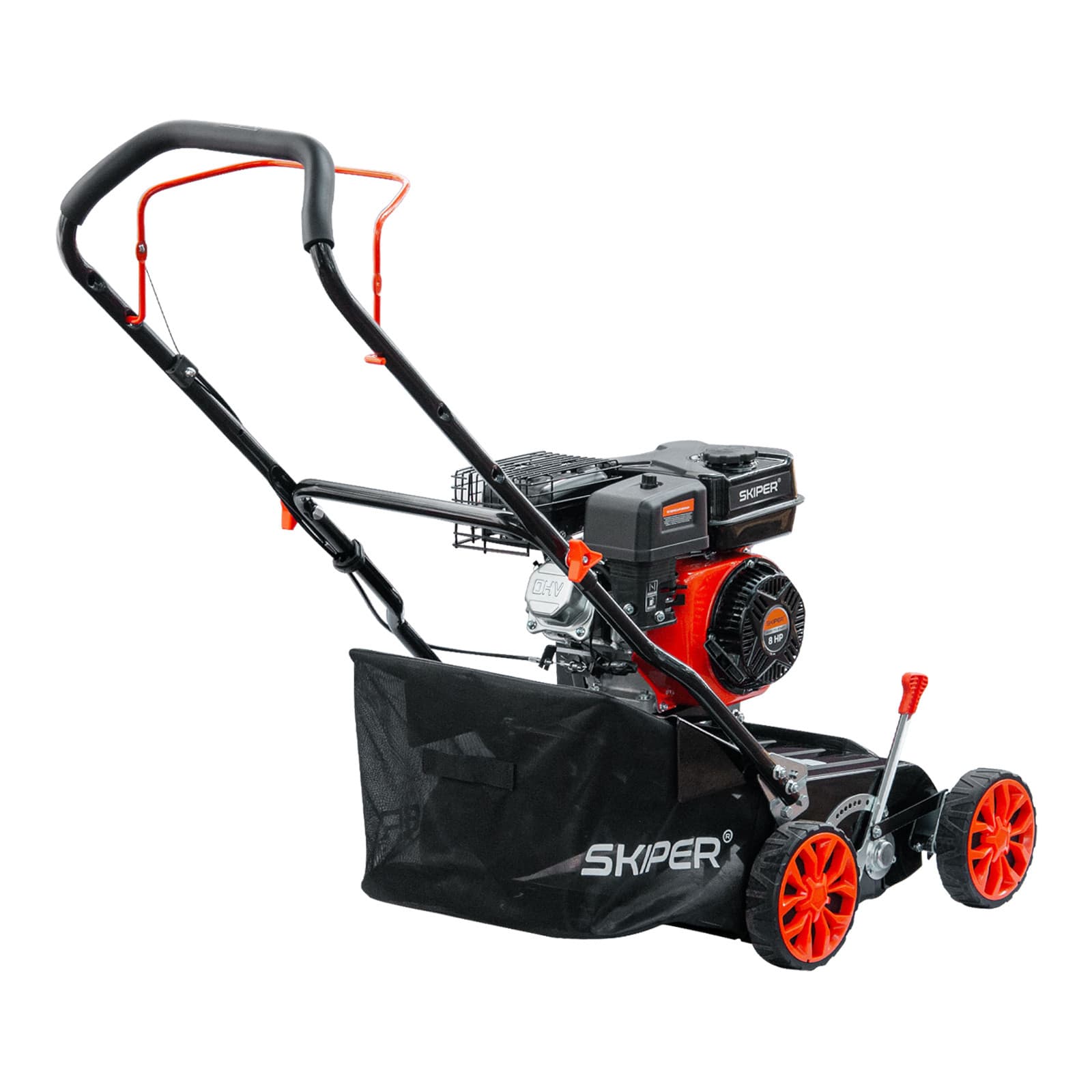 Аэратор-скарификатор Skiper AS400 (шир 40 см, 8 лс, 8 уров.обработки, ручн.привод, травосб.45 см), фото 5