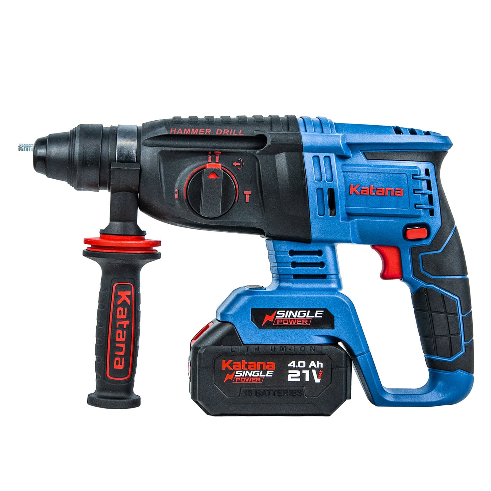 Перфоратор аккумуляторный KATANA RH6501 (21В,1*4Ач, бесщеточный.,2,6 Дж,3 режима,SDS+,3 сверла,кейс), фото 3