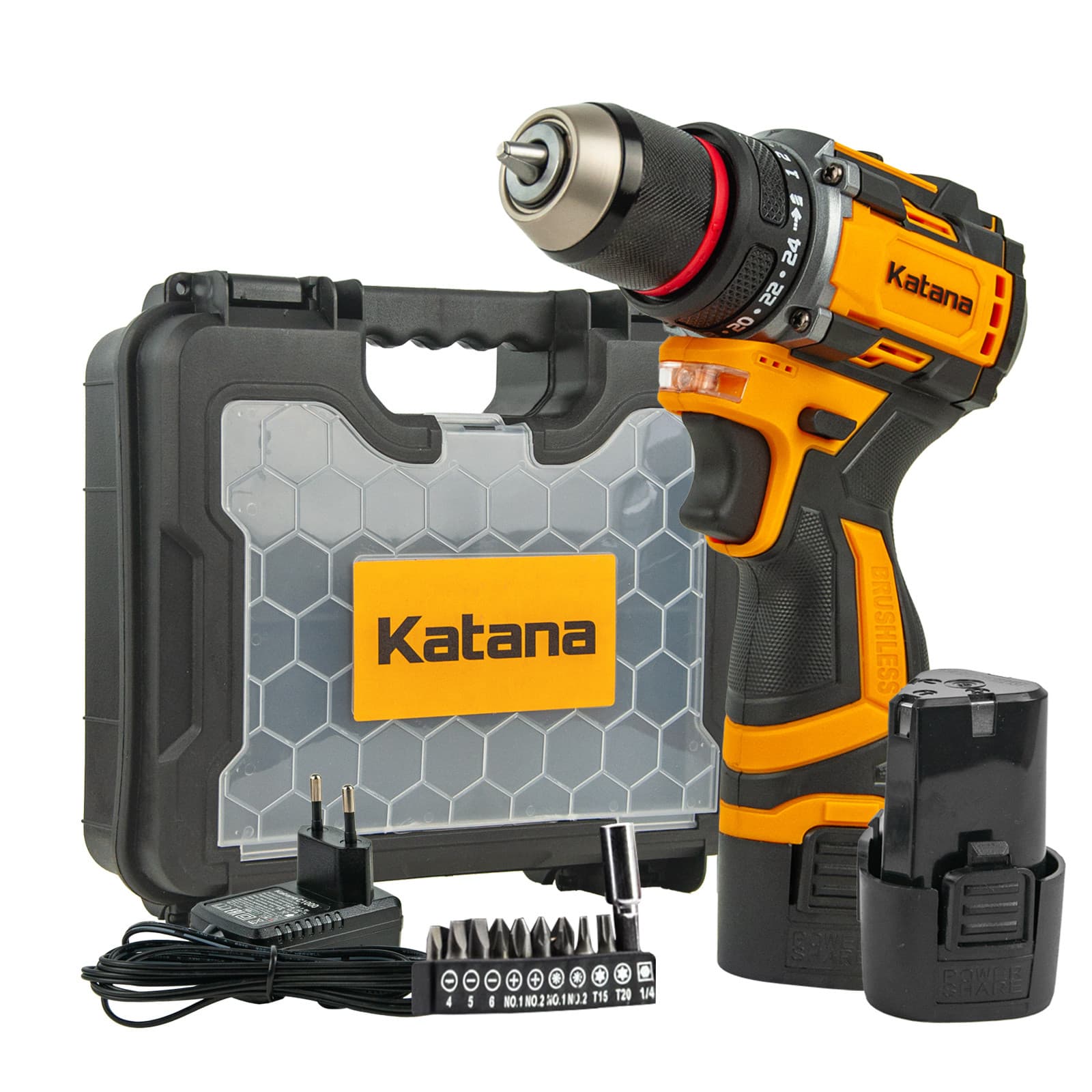 Дрель-шуруповерт аккумуляторный Katana CD2600 в кейсе(бесщет.,12В,2 акк,1,5 А/ч Li-ion, 2 ск,40 Нм)