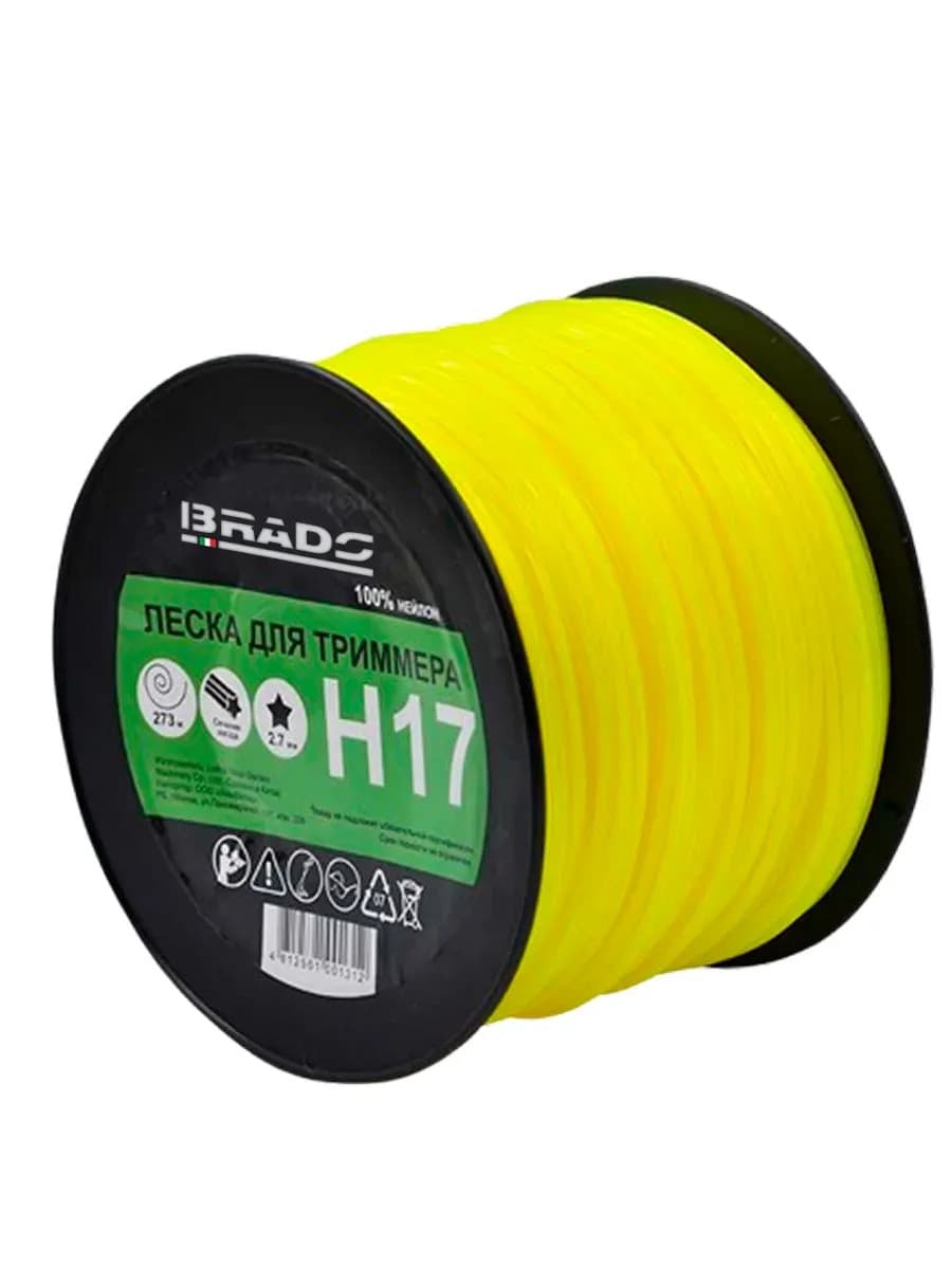 Леска BRADO H17 (ф 2.7 мм х 273 м "звездочка", желт.) БОБИНА