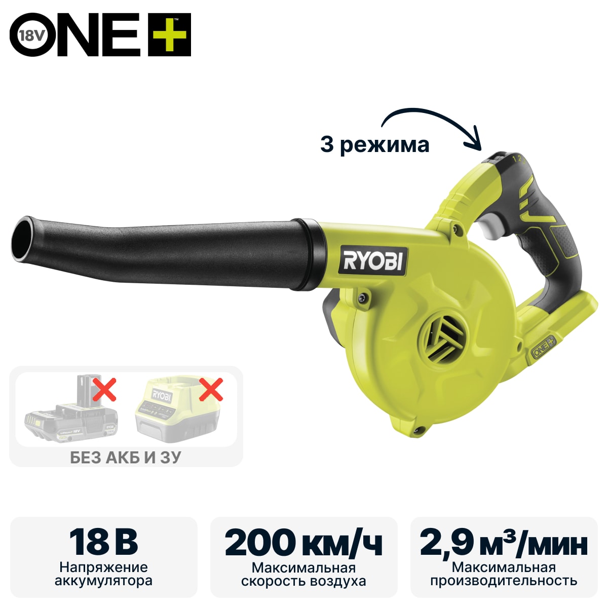 Воздуходувка RYOBI R18TB-0 (без батареи) система ONE +