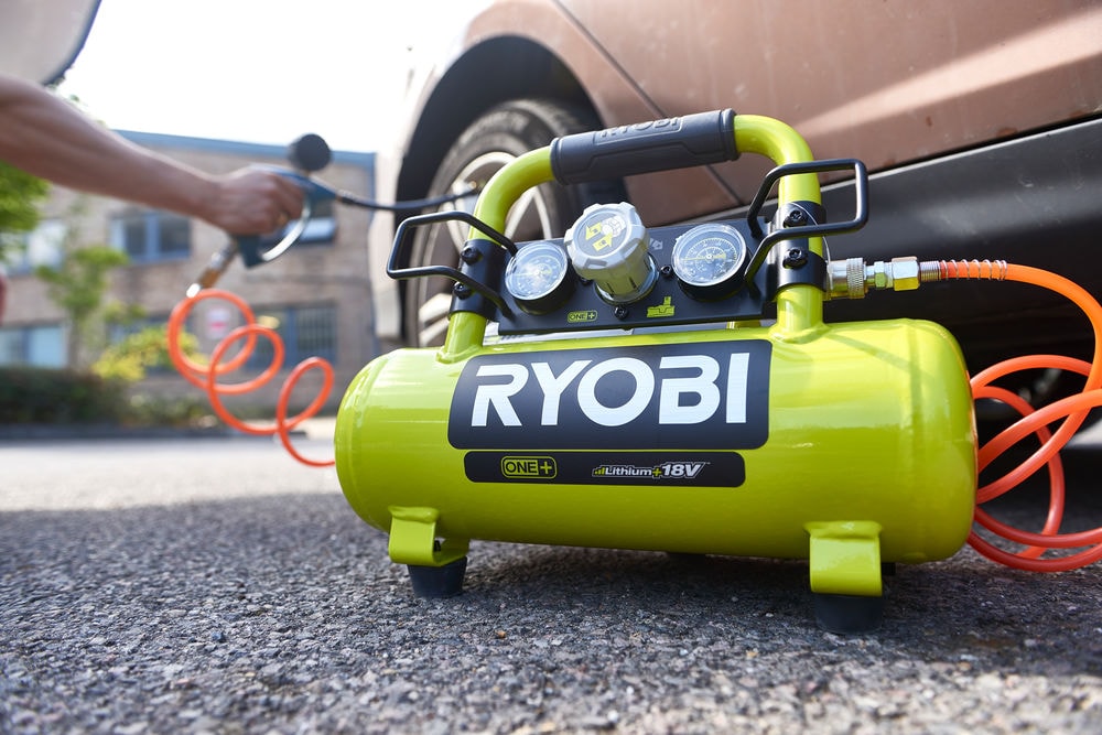 Компрессор безмасляный коаксиальный аккумуляторный RYOBI R18AC-0 (без батареи) система ONE +, фото 3