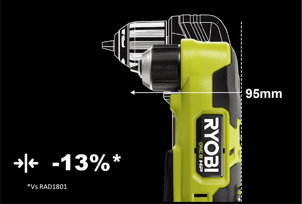 Угловая дрель-шуруповерт RYOBI HP RAD18C-0 (без батареи) система ONE +, фото 3