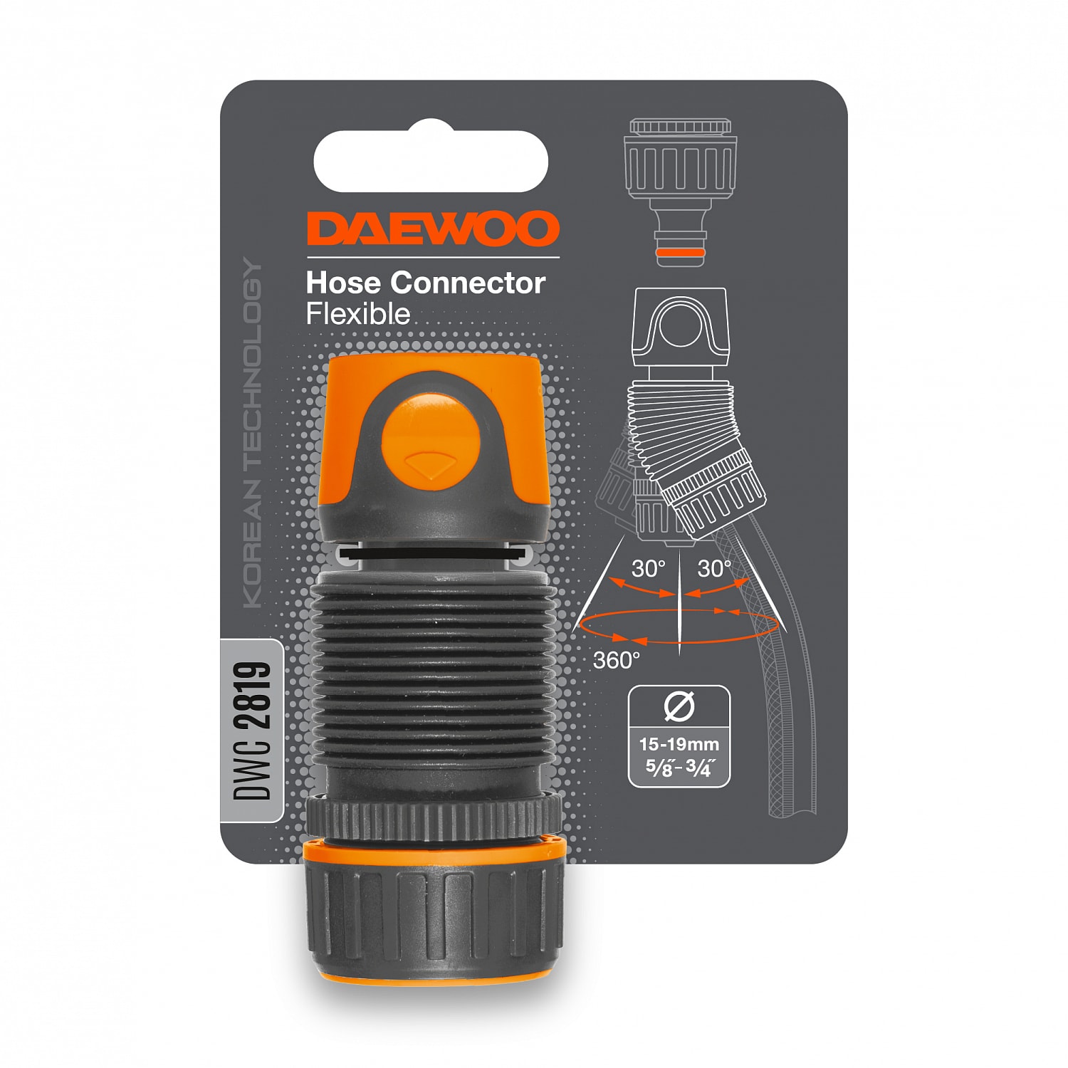 Коннектор для шланга гибкий 5/8 " - 3/4" DAEWOO DWC 2819, фото 2