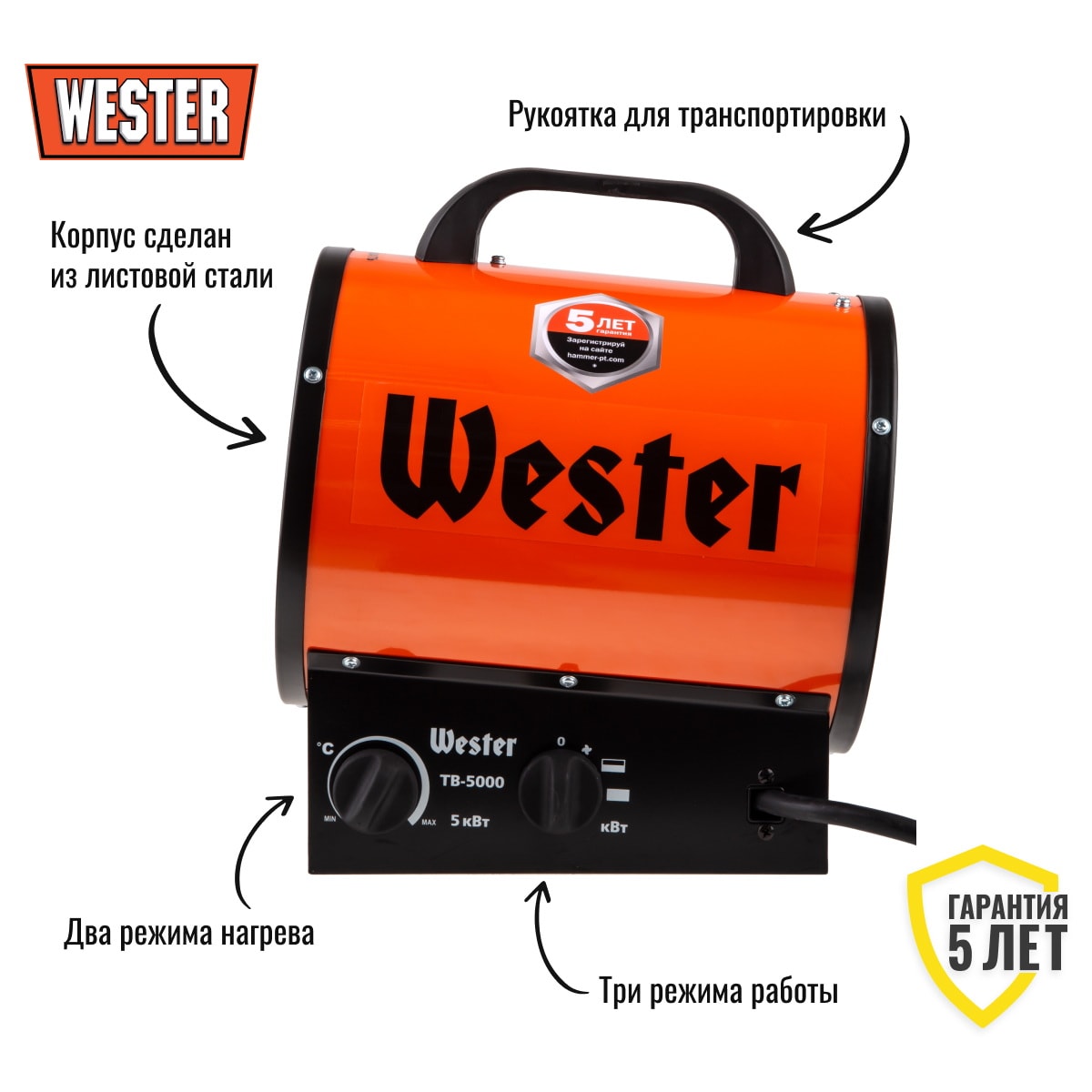 Тепловая пушка Wester TB-5000, фото 2
