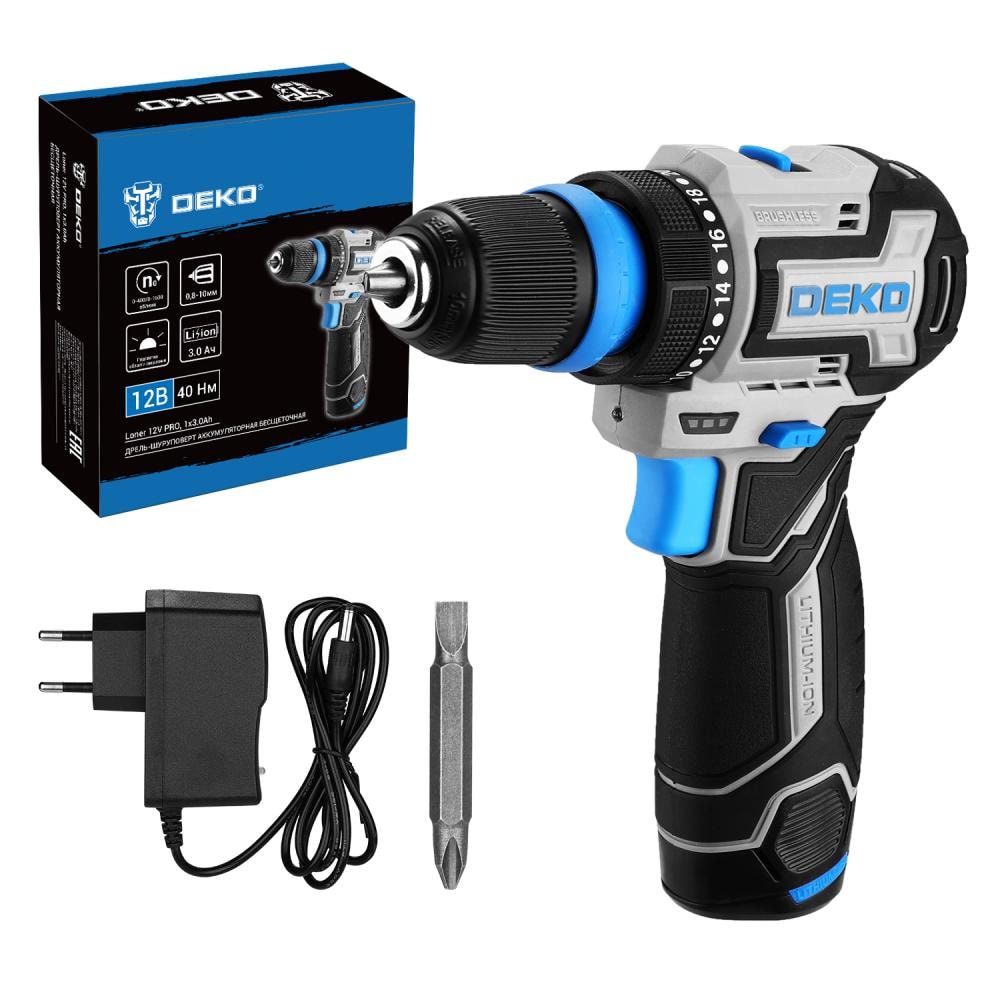 Дрель-шуруповерт аккумуляторная DEKO Loner 12V PRO 085-1121, фото 2