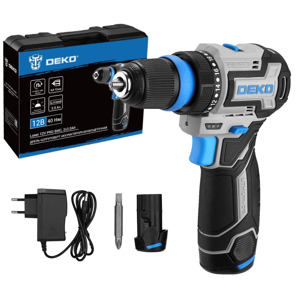 Дрель-шуруповерт аккумуляторная DEKO Loner 12V PRO 085-1122, фото 2