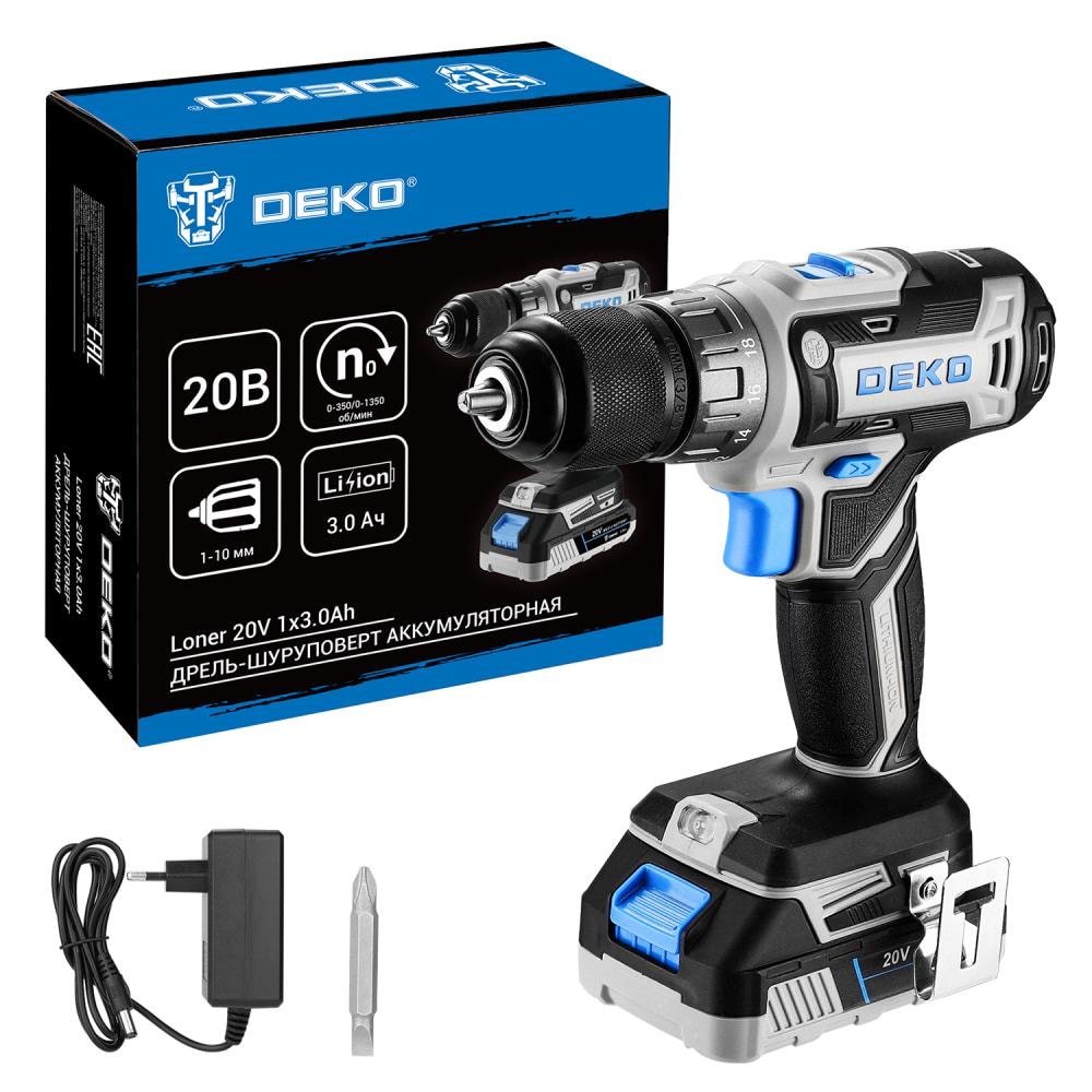 Дрель-шуруповерт аккумуляторная DEKO Loner 20V 085-1006