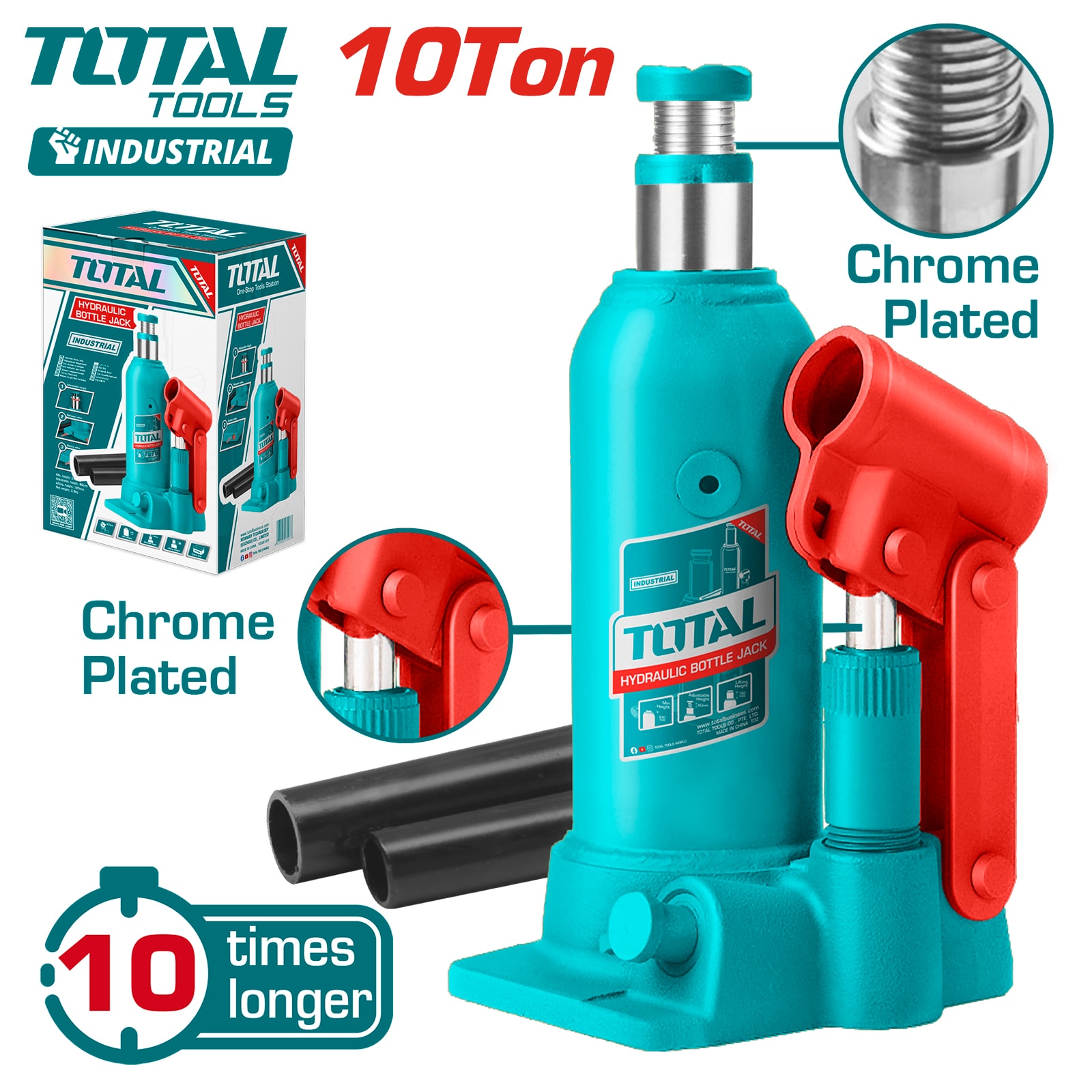 Домкрат гидравлический бутылочный 10 т TOTAL THT109104