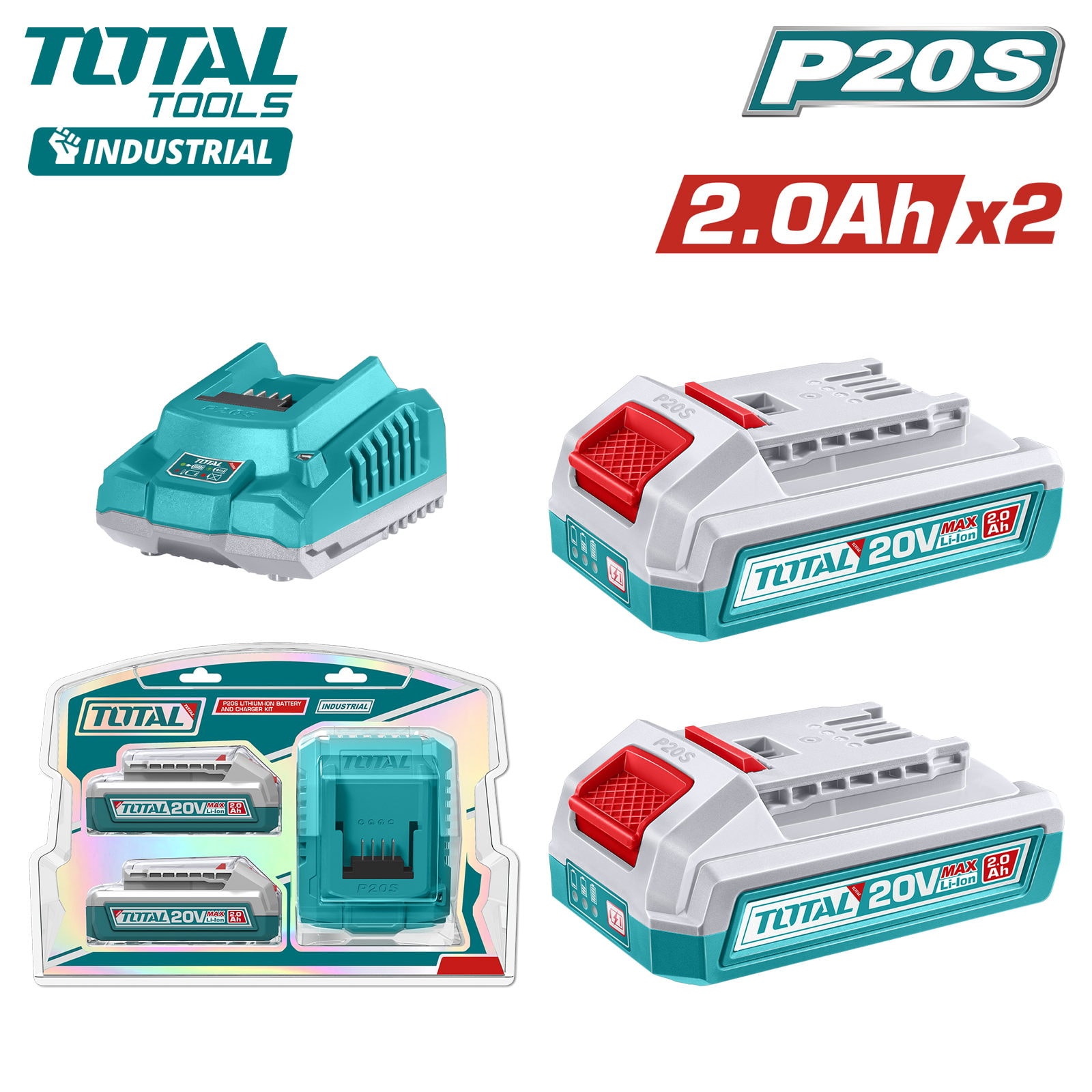 Аккумулятор (2) с зарядным устройством TOTAL TFBCPK2212
