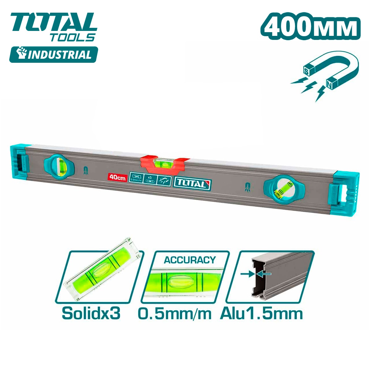 Уровень магнитный 400 мм TOTAL TMT24028M