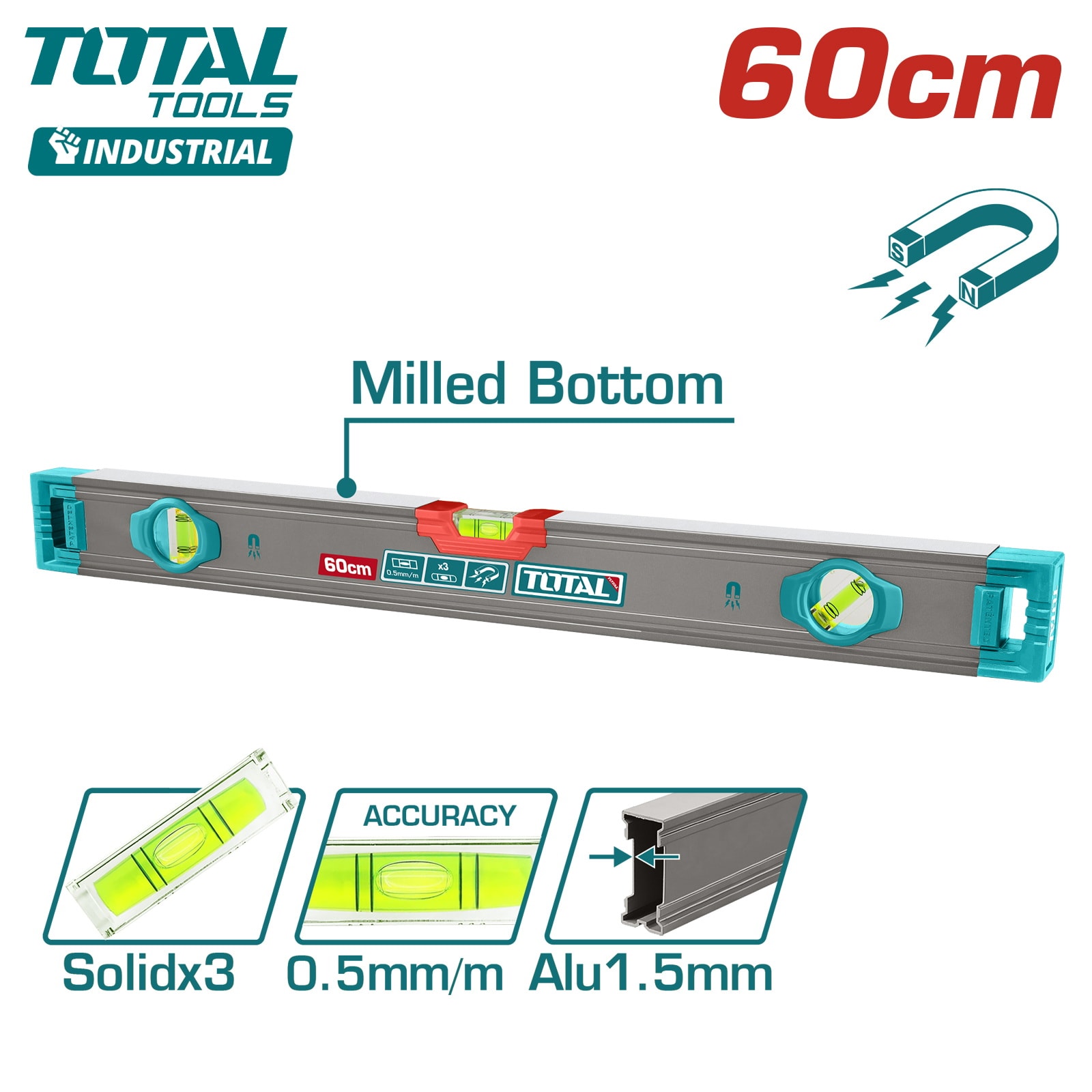 Уровень магнитный 600 мм TOTAL TMT26028M