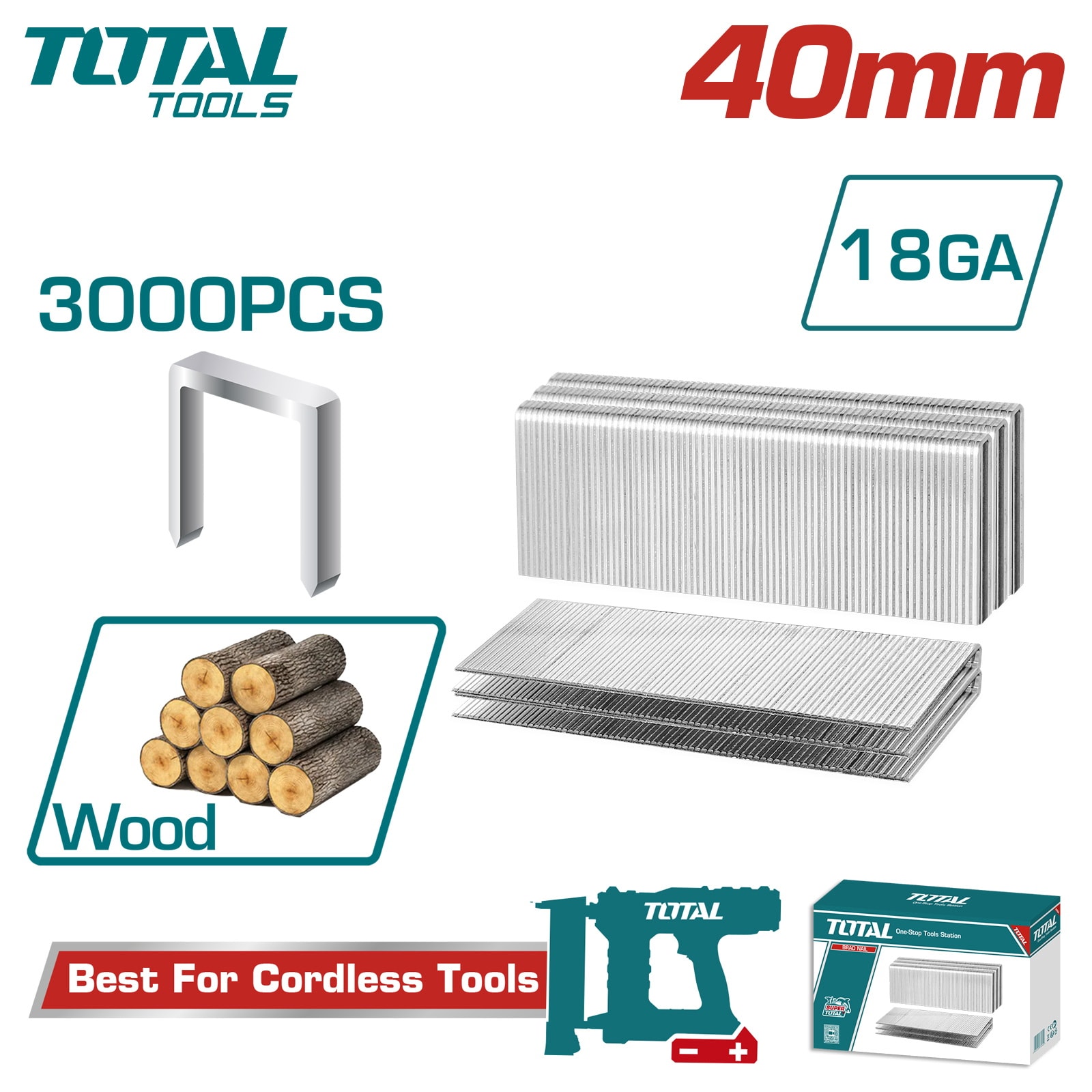Скобы 40 мм TOTAL TAC918403 (3000 шт)