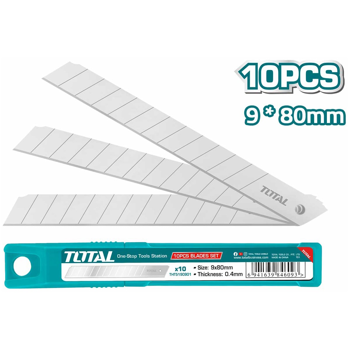 Лезвия 9x80 мм TOTAL THT5190901 (10 шт)