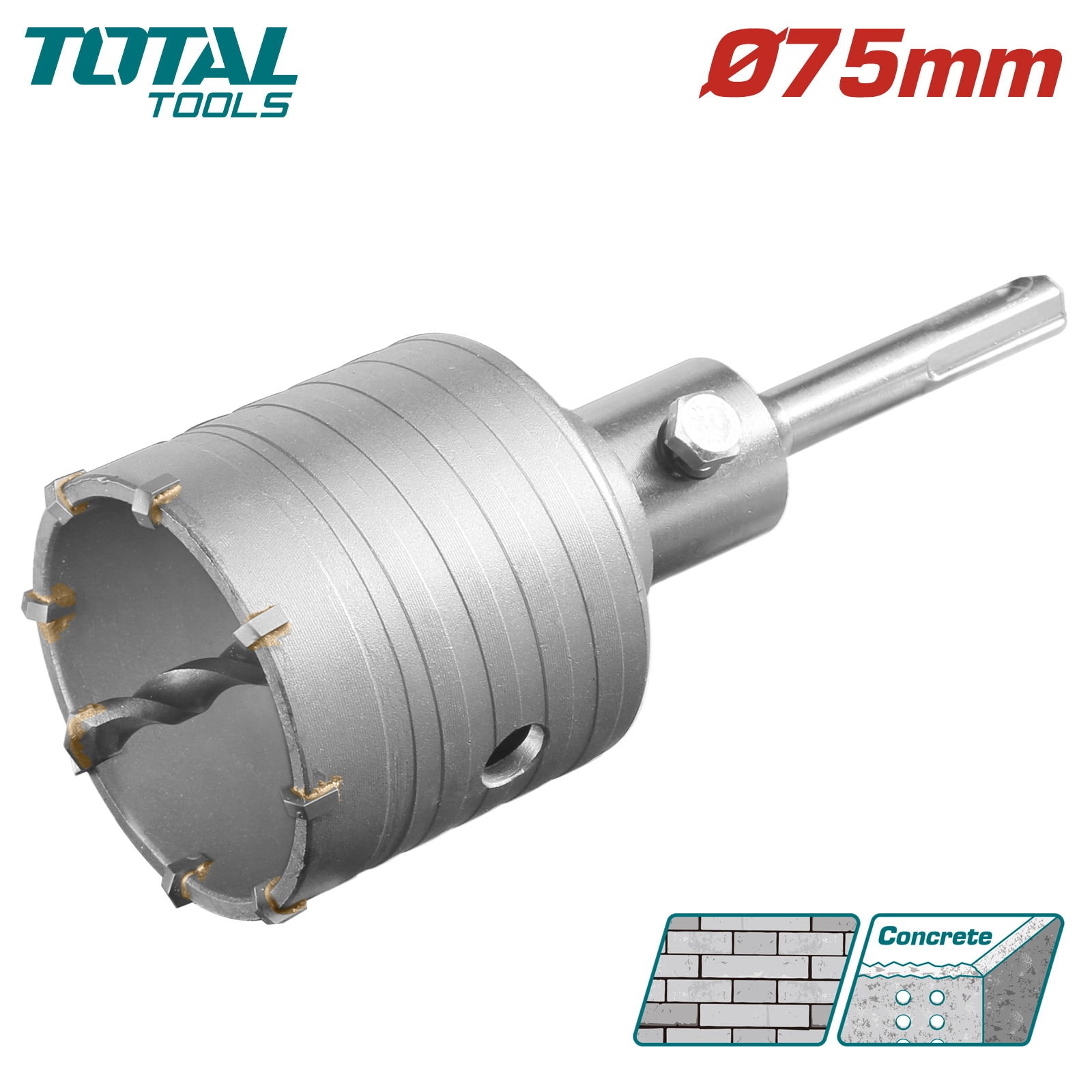Коронка SDS-plus 75мм TOTAL TAC430751