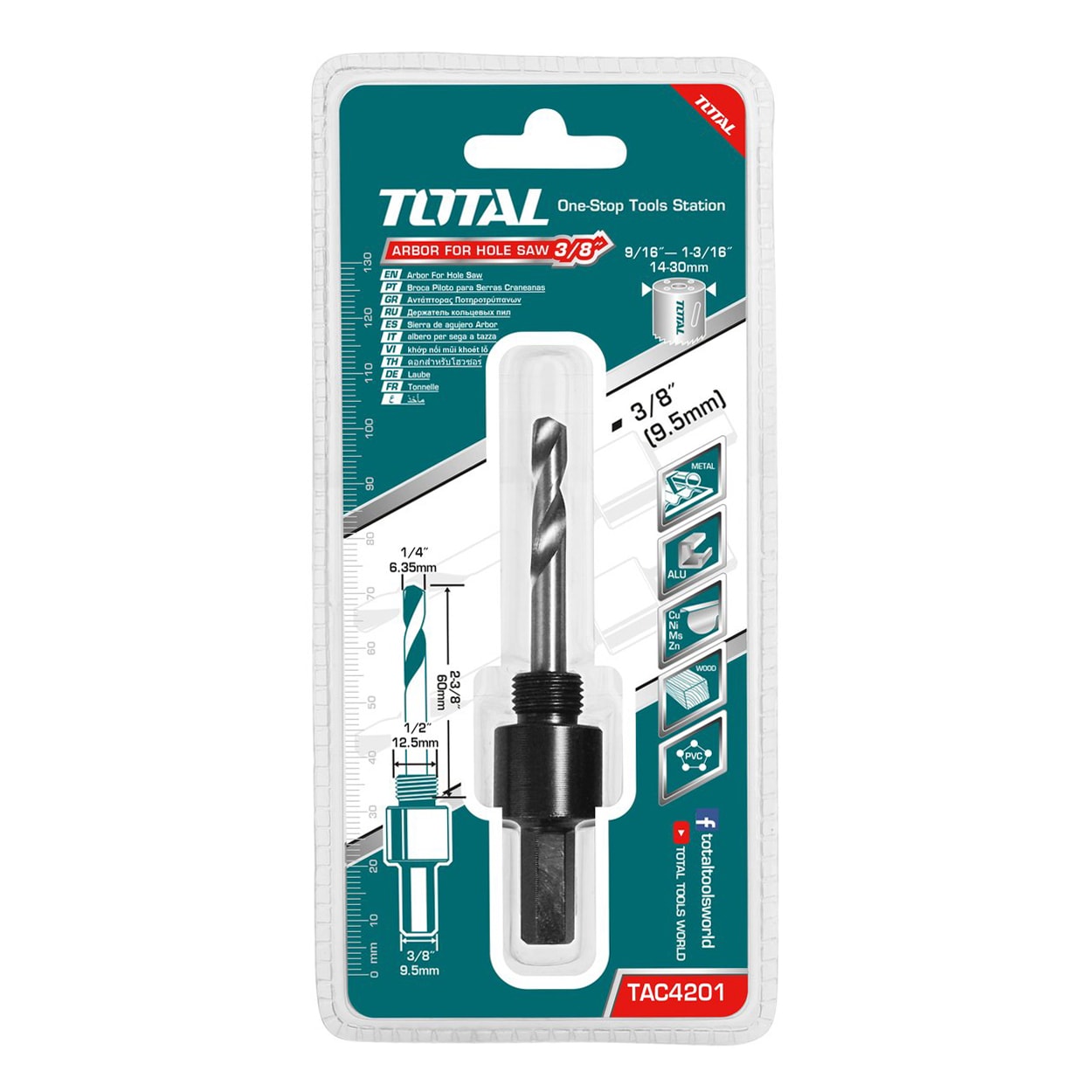 Сверло Hex 3/8 " для коронок TOTAL TAC4201, фото 2