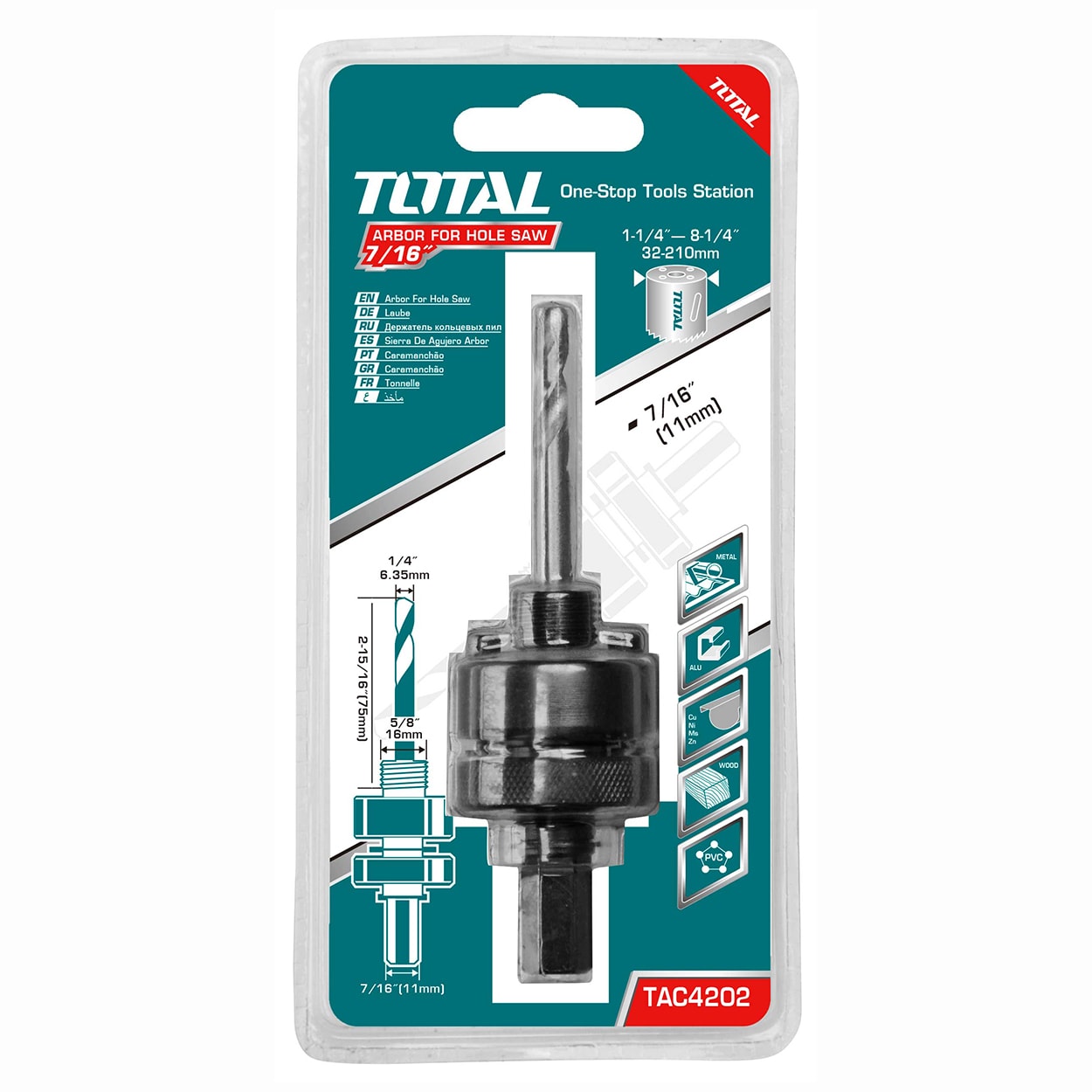 Сверло Hex 7/16 " для коронок TOTAL TAC4202, фото 2