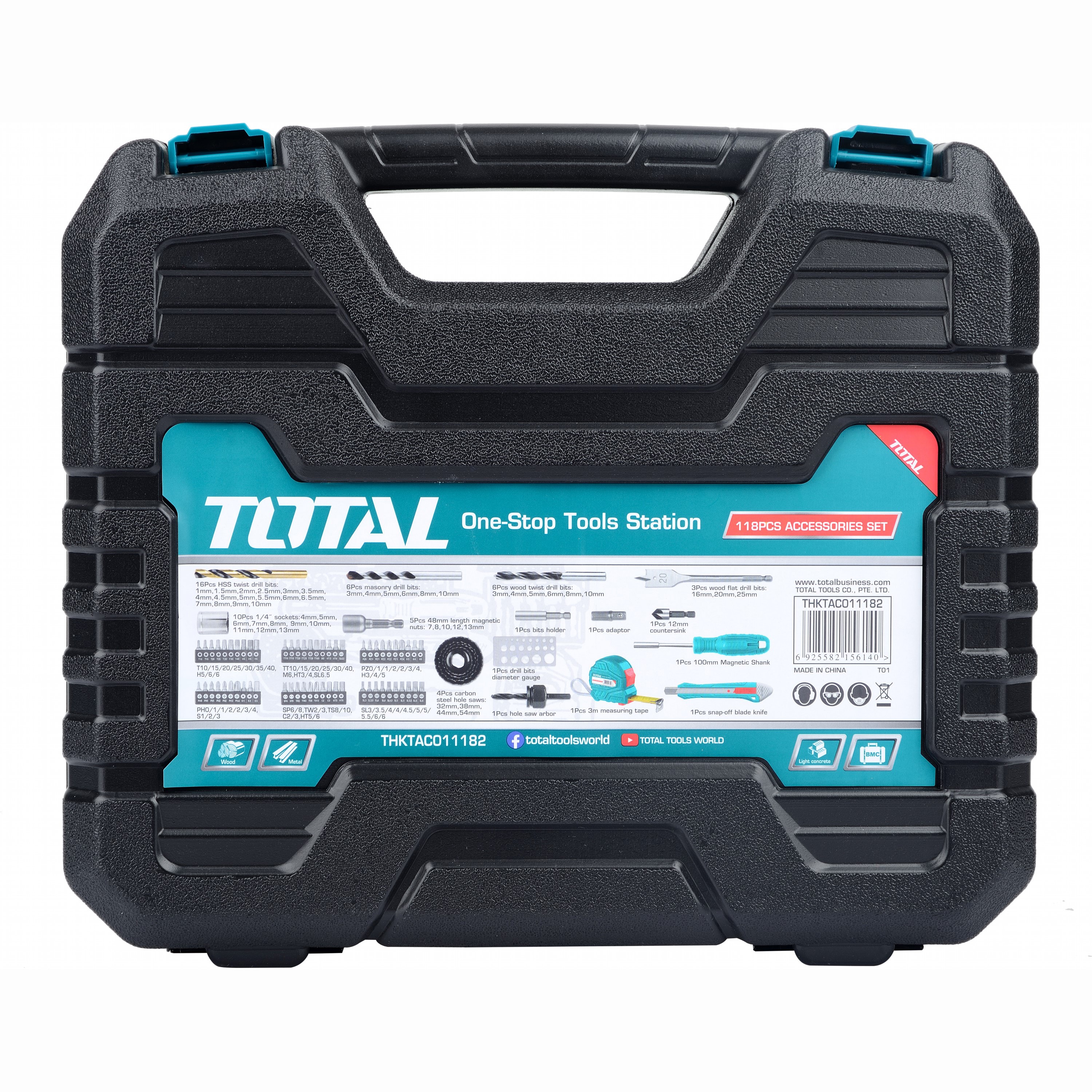 Набор оснастки и ручного инструмента TOTAL (118 предметов) THKTAC011182, фото 3