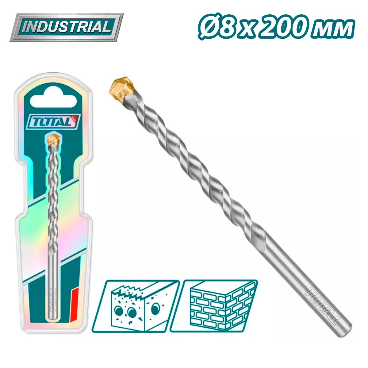 Сверло по бетону 8x200 мм TOTAL TAC260820