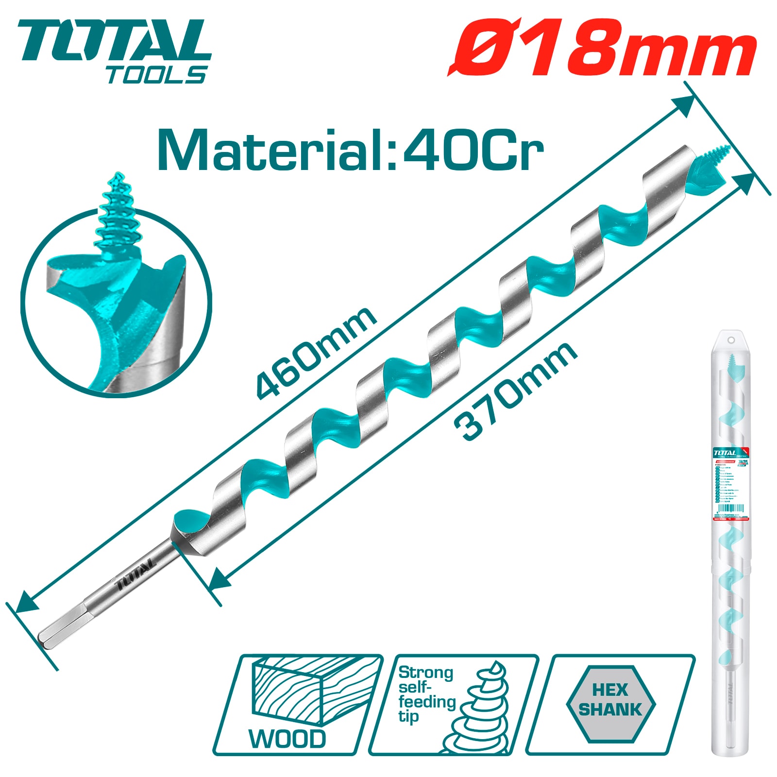 Сверло по дереву спираль Левиса TOTAL TAC3518