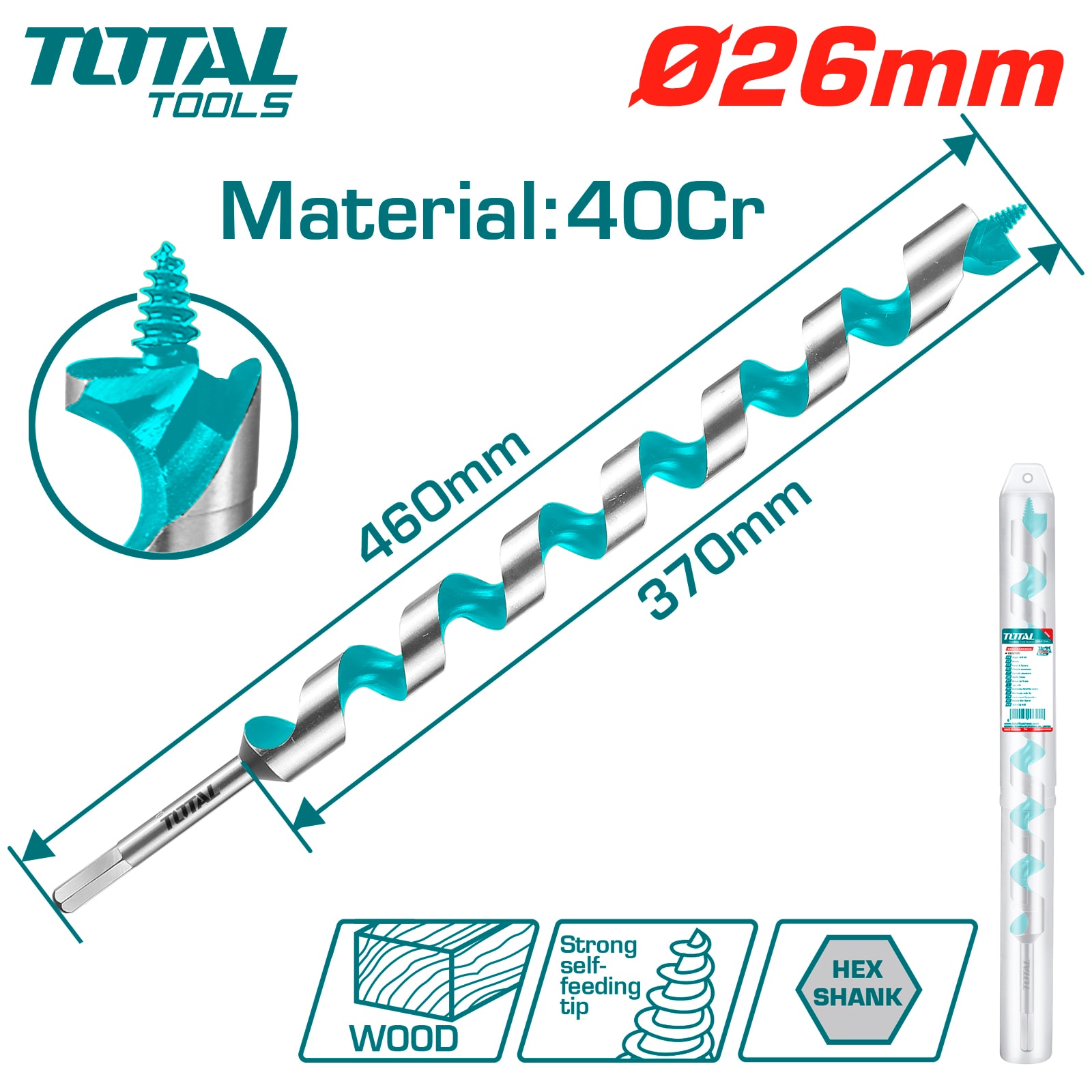 Сверло по дереву спираль Левиса TOTAL TAC3526
