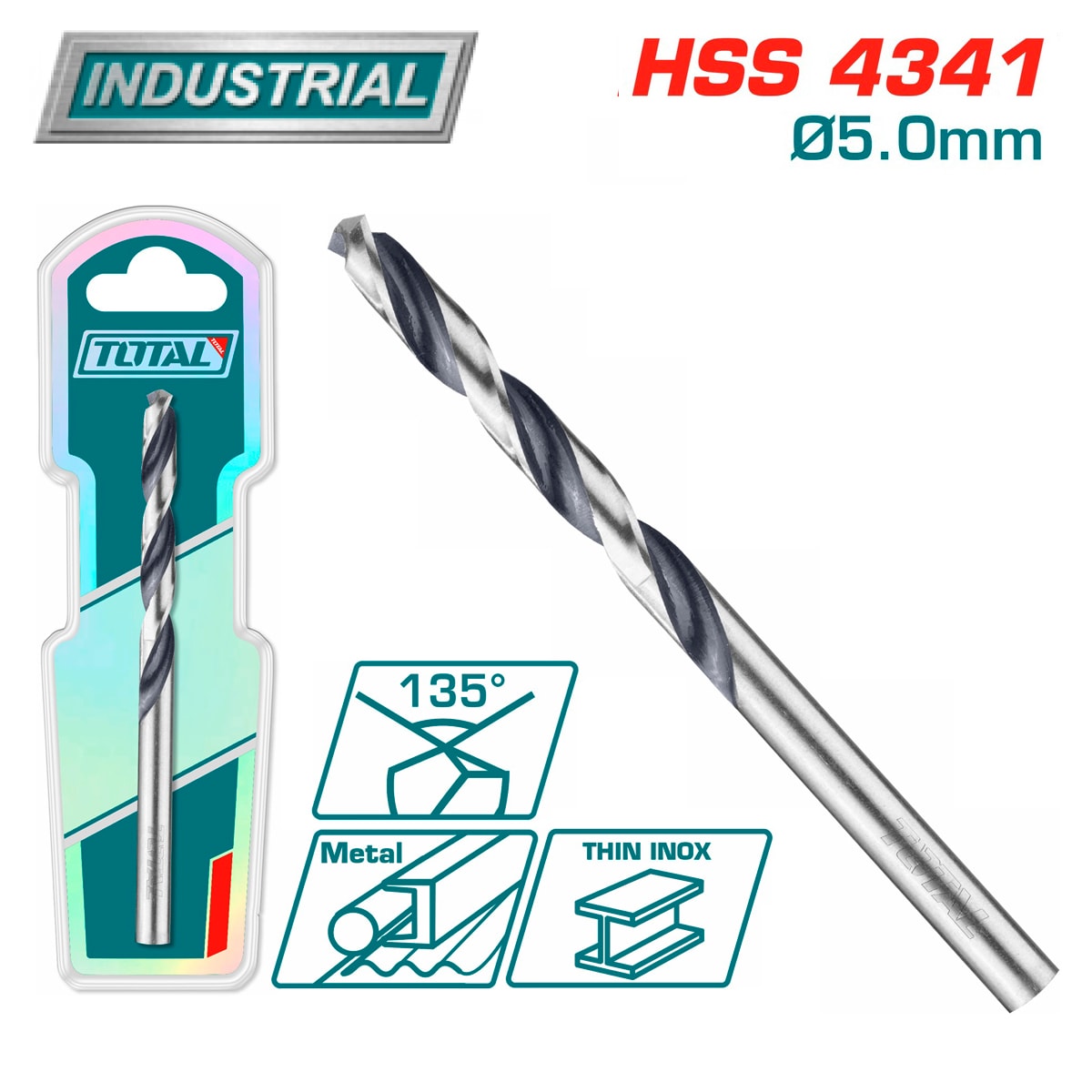 Сверло по металлу HSS 5 мм TOTAL TAC1200504