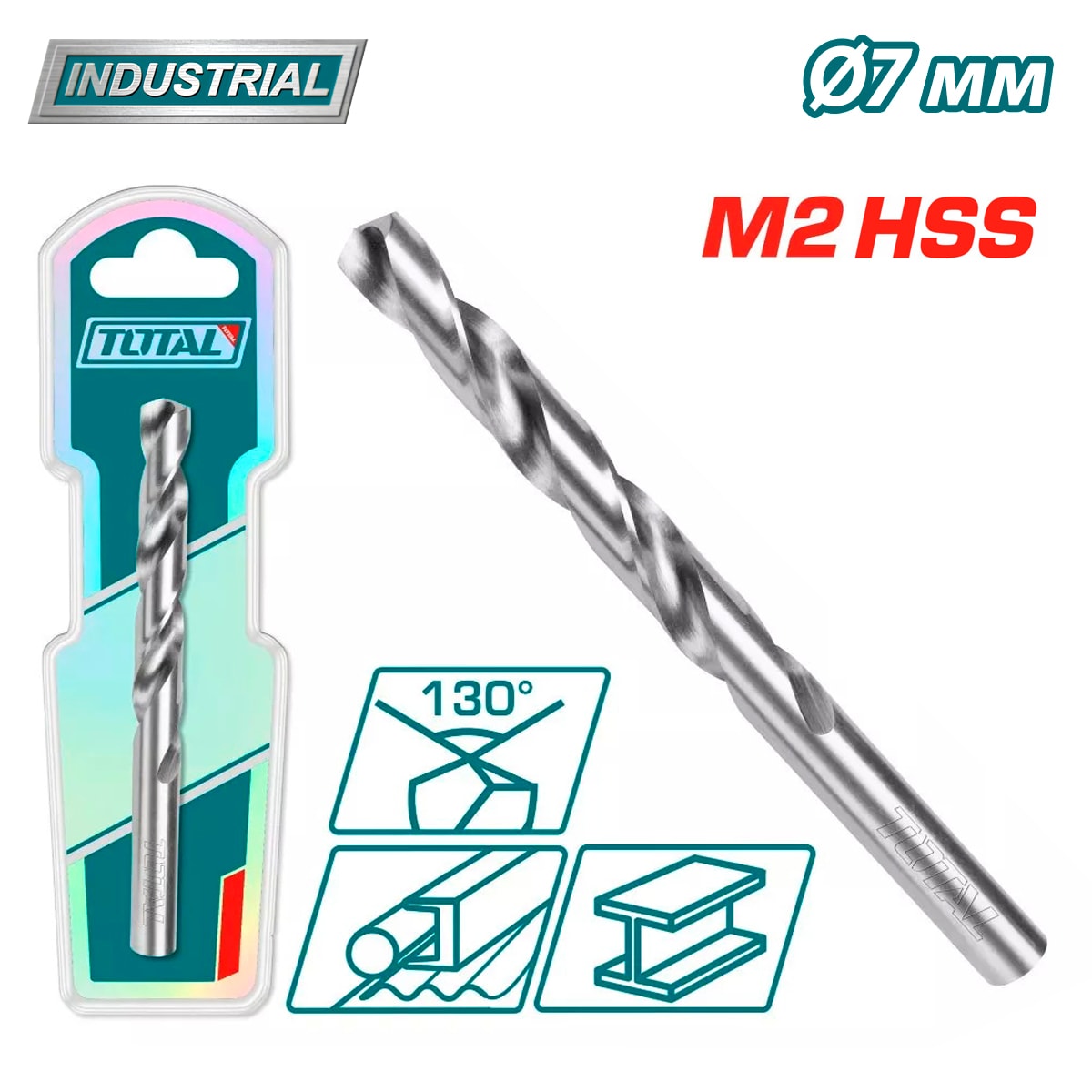 Сверло по металлу M2 HSS 7мм TOTAL TAC1200701