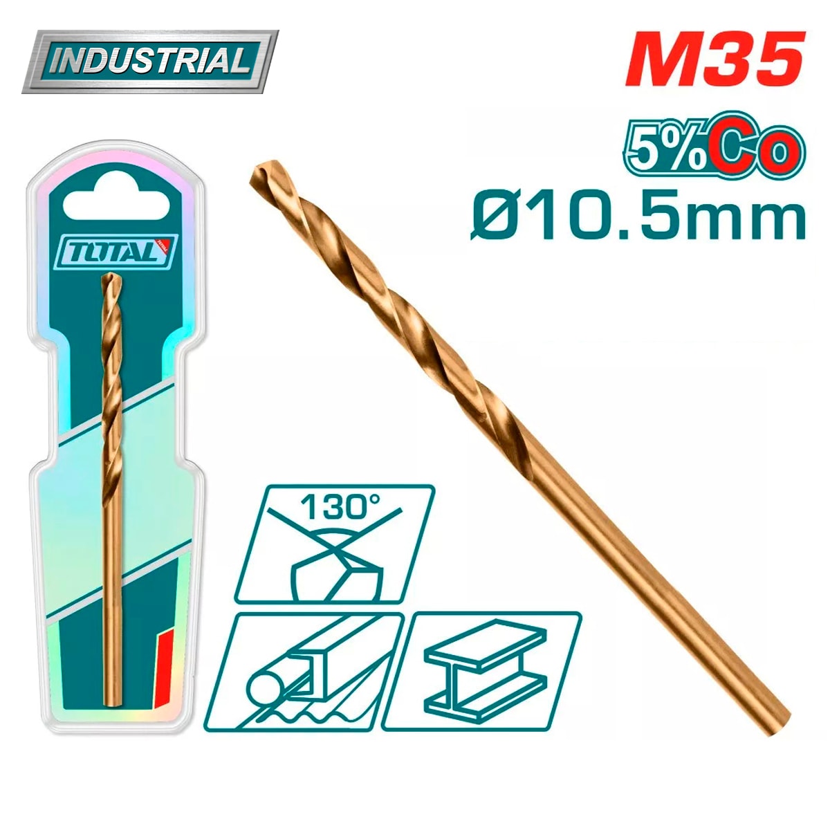 Сверло по металлу M35 HSS 10.5мм TOTAL TAC11201051