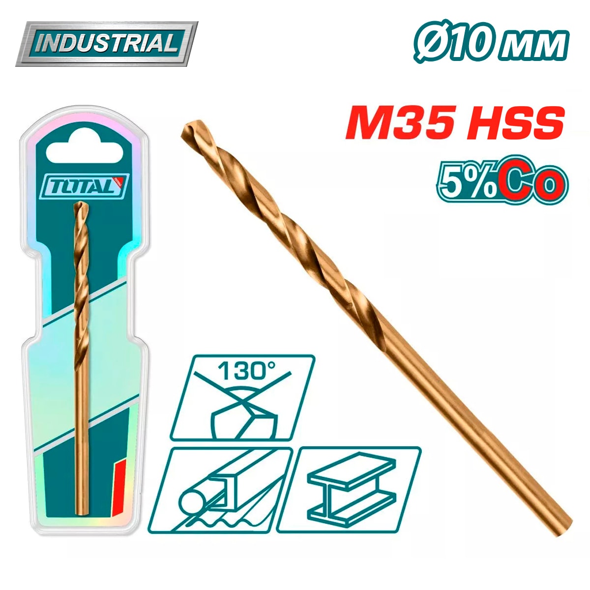Сверло по металлу M35 HSS-CO 10мм TOTALTAC11210001