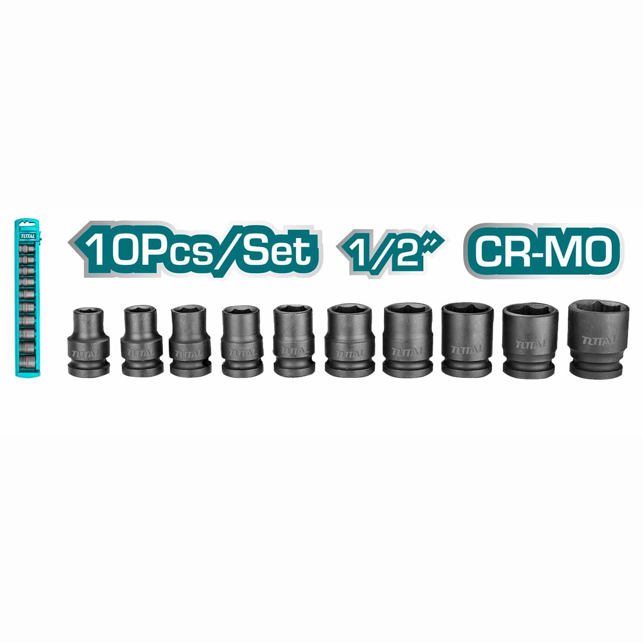 Набор ударных головок 1/2 " TOTAL THISTD12101 (10 предметов), фото 3