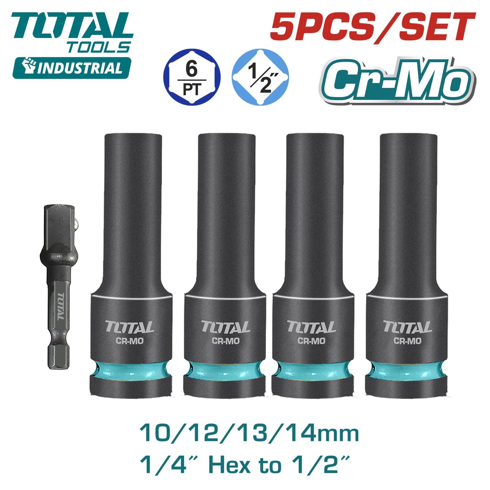 Набор ударных головок 1/2 " TOTAL THKISD12052L (5 шт)