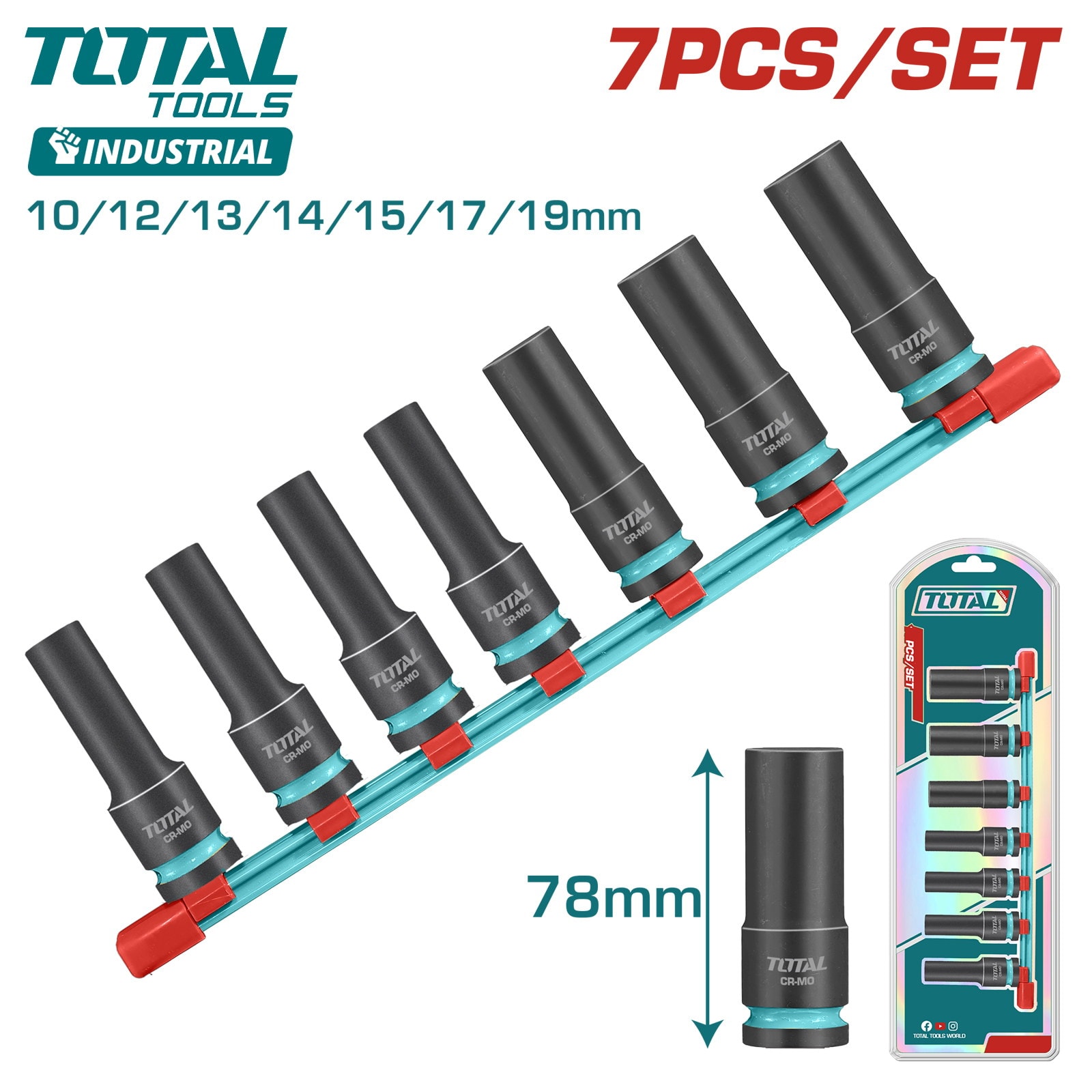 Набор ударных головок 1/2 " TOTAL THKISD12073L (7 шт)