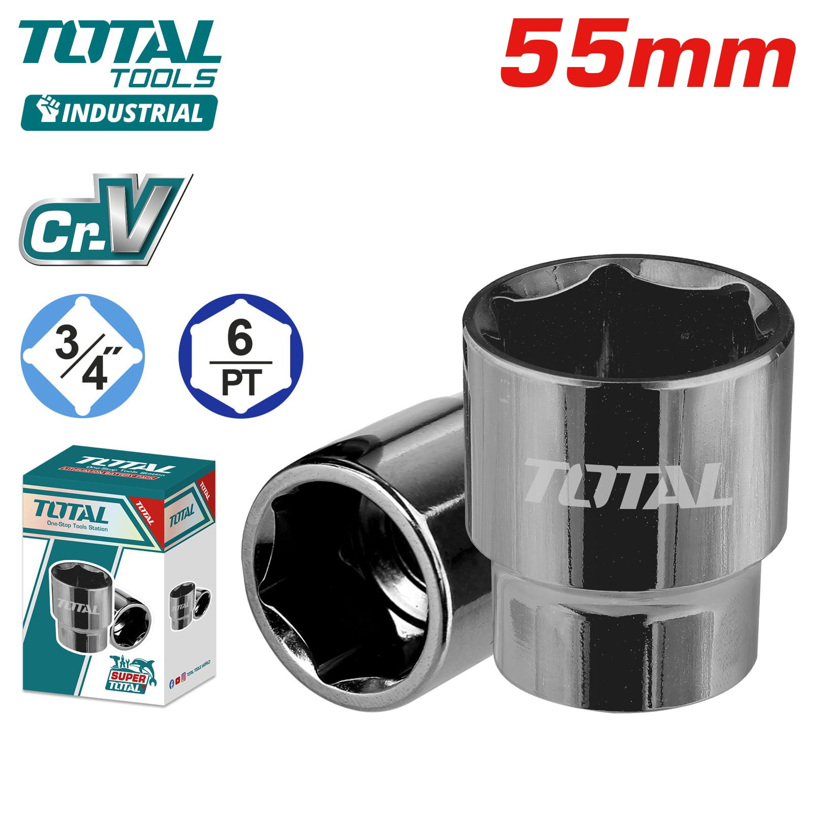 Торцевая головка 3/4 " 55мм TOTAL THHAST34551