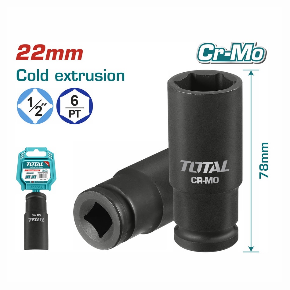 Торцевая головка удлиненная ударная 1/2 " 24 мм TOTAL THDIS12241L