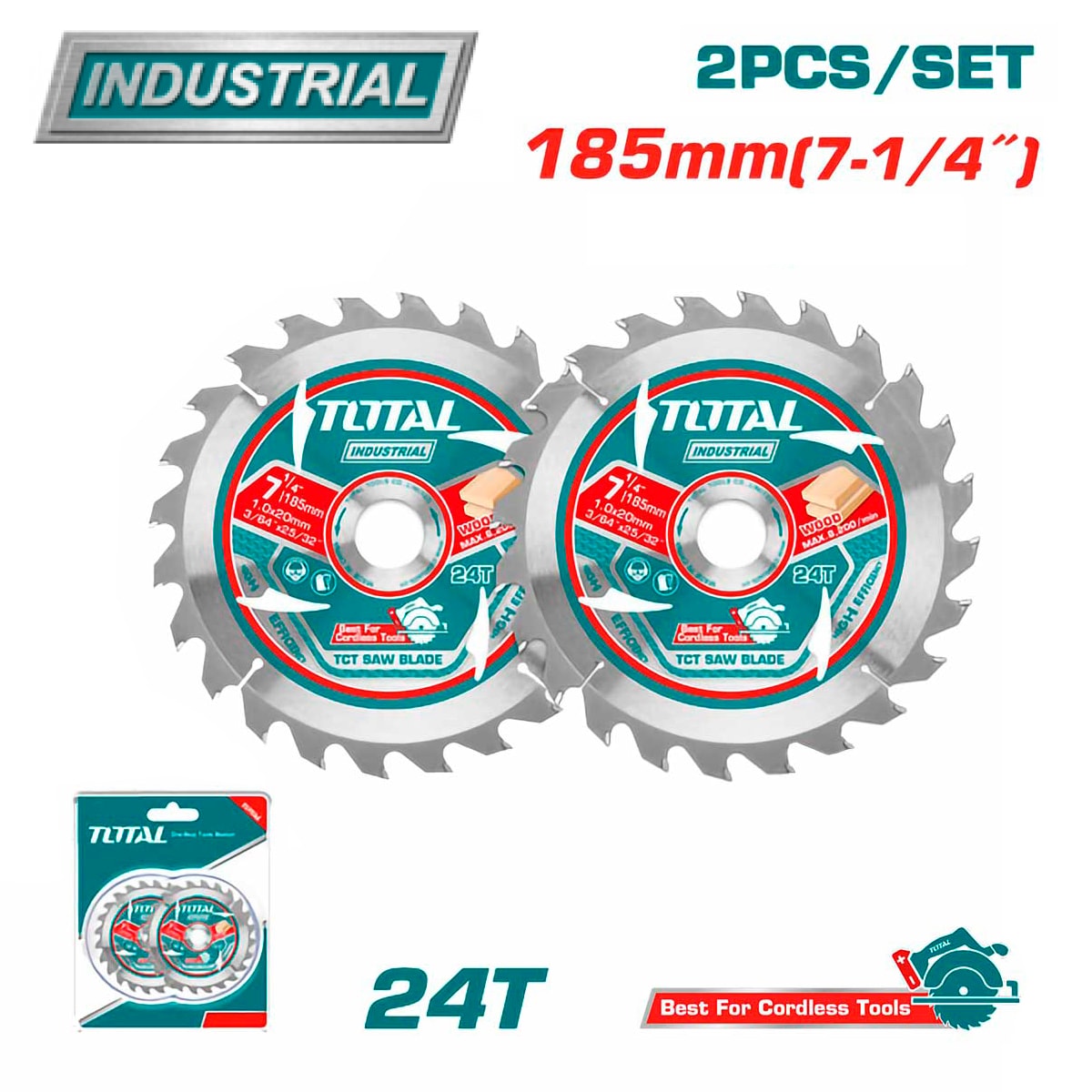 Диск пильный 185x20 мм 24 зубьев TOTAL TAC2331853 (2шт)