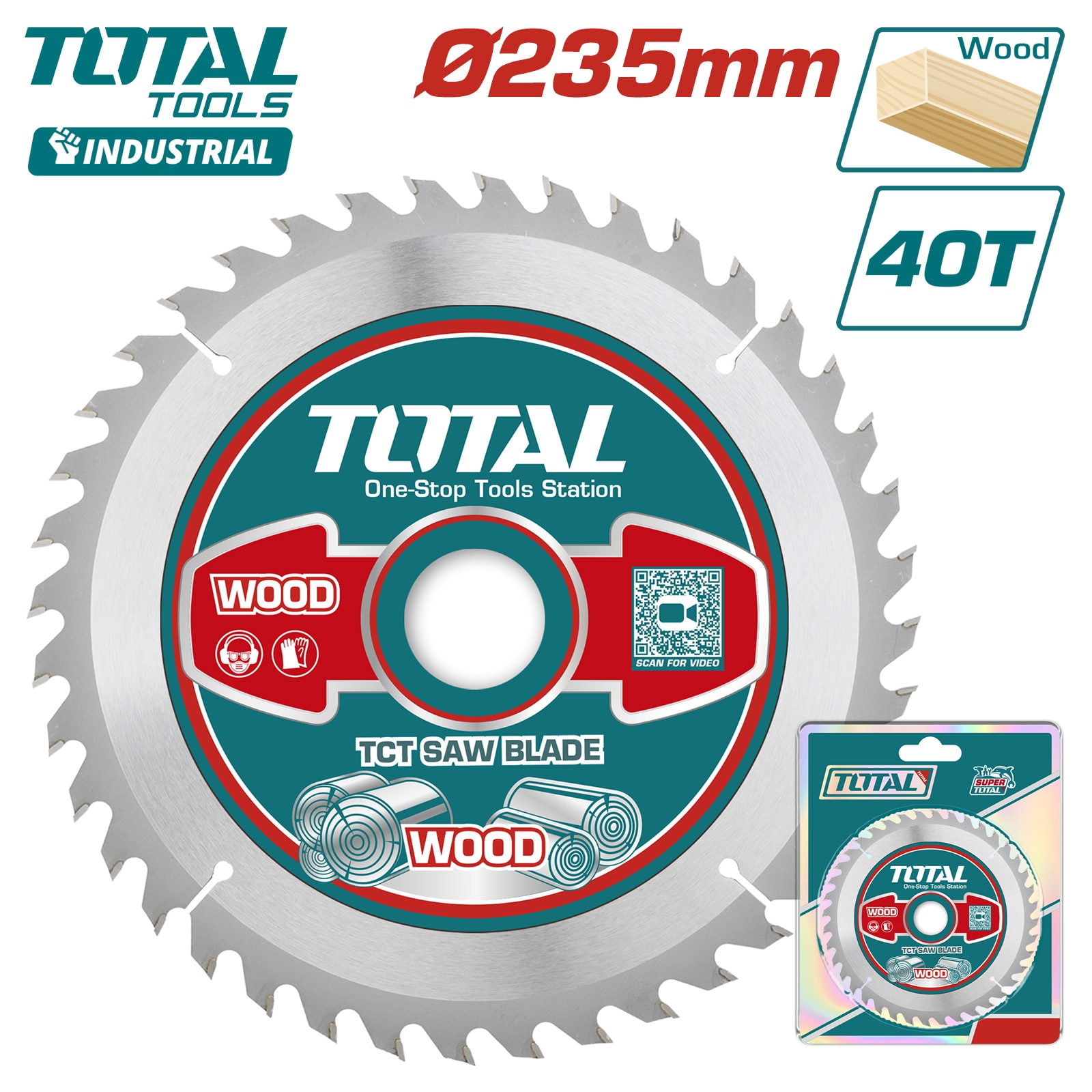 Диск пильный 235x30 мм 40 зубьев по дереву TOTAL TAC231625