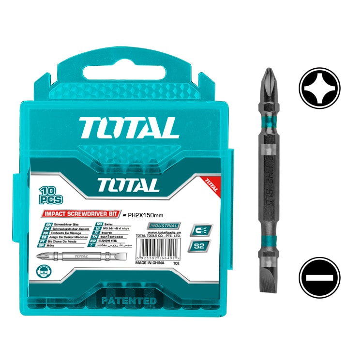 Бита ударная двухсторонняя PH2 + SL6,0 65 мм TOTAL TACIM16HL133 (10 шт), фото 2