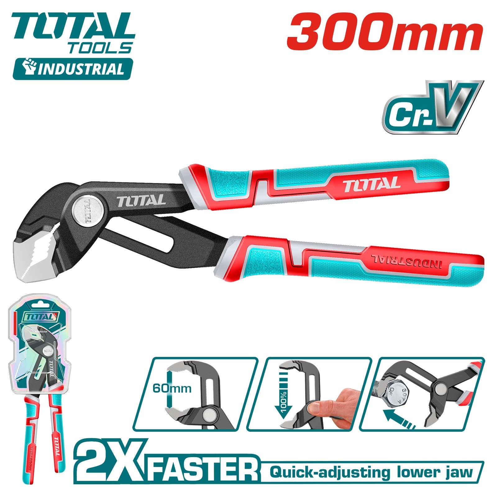Клещи переставные 300 мм TOTAL THT381206