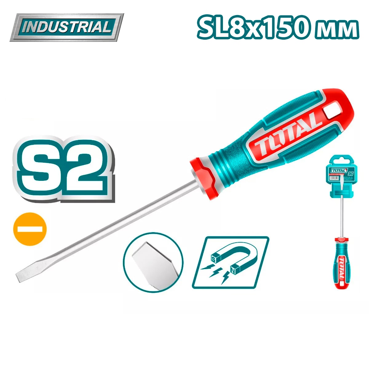 Отвертка шлицевая SL8x150мм TOTAL TSDSL8150