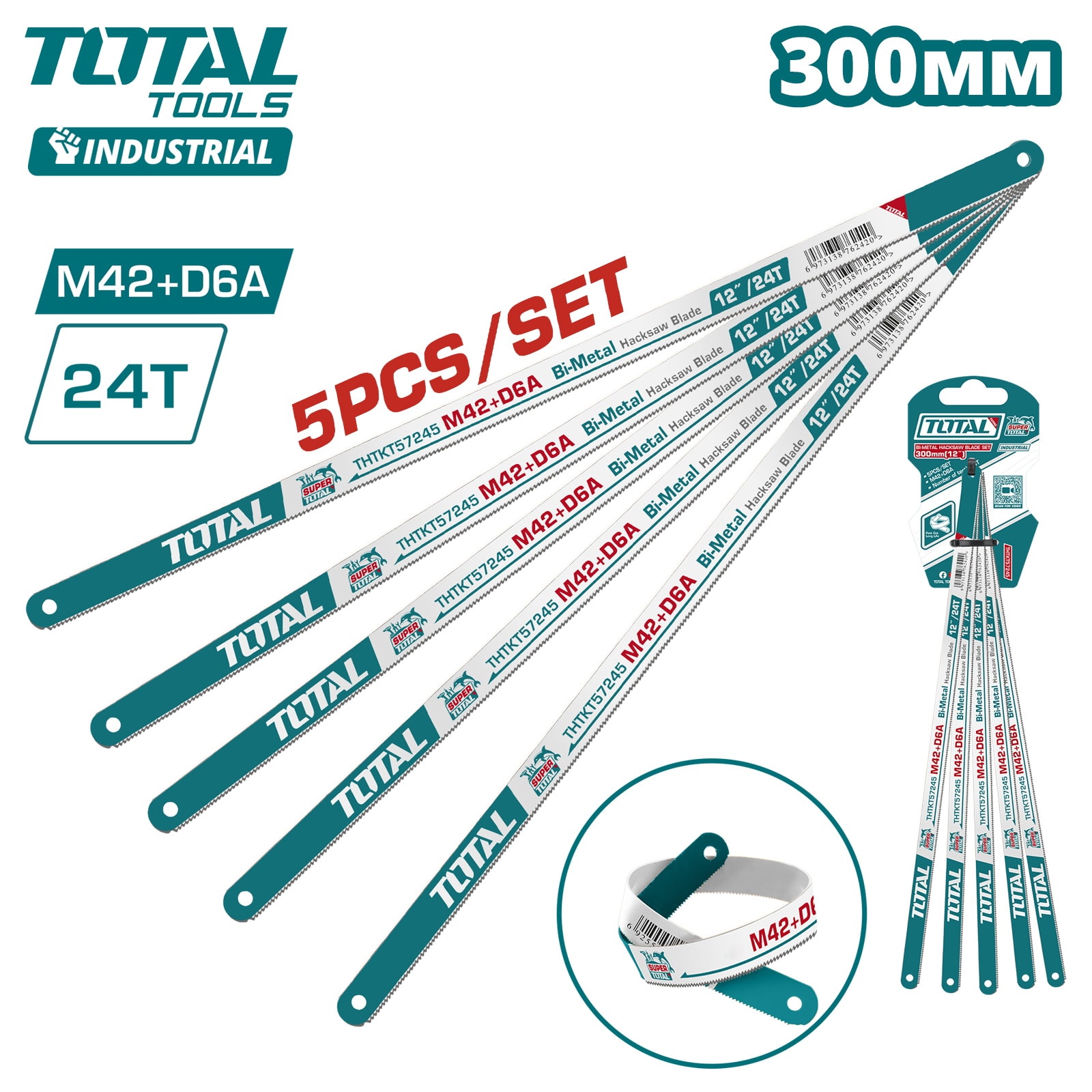 Полотно ножовочное биметаллическое 300 мм TOTAL THTKT57245 (5 шт)