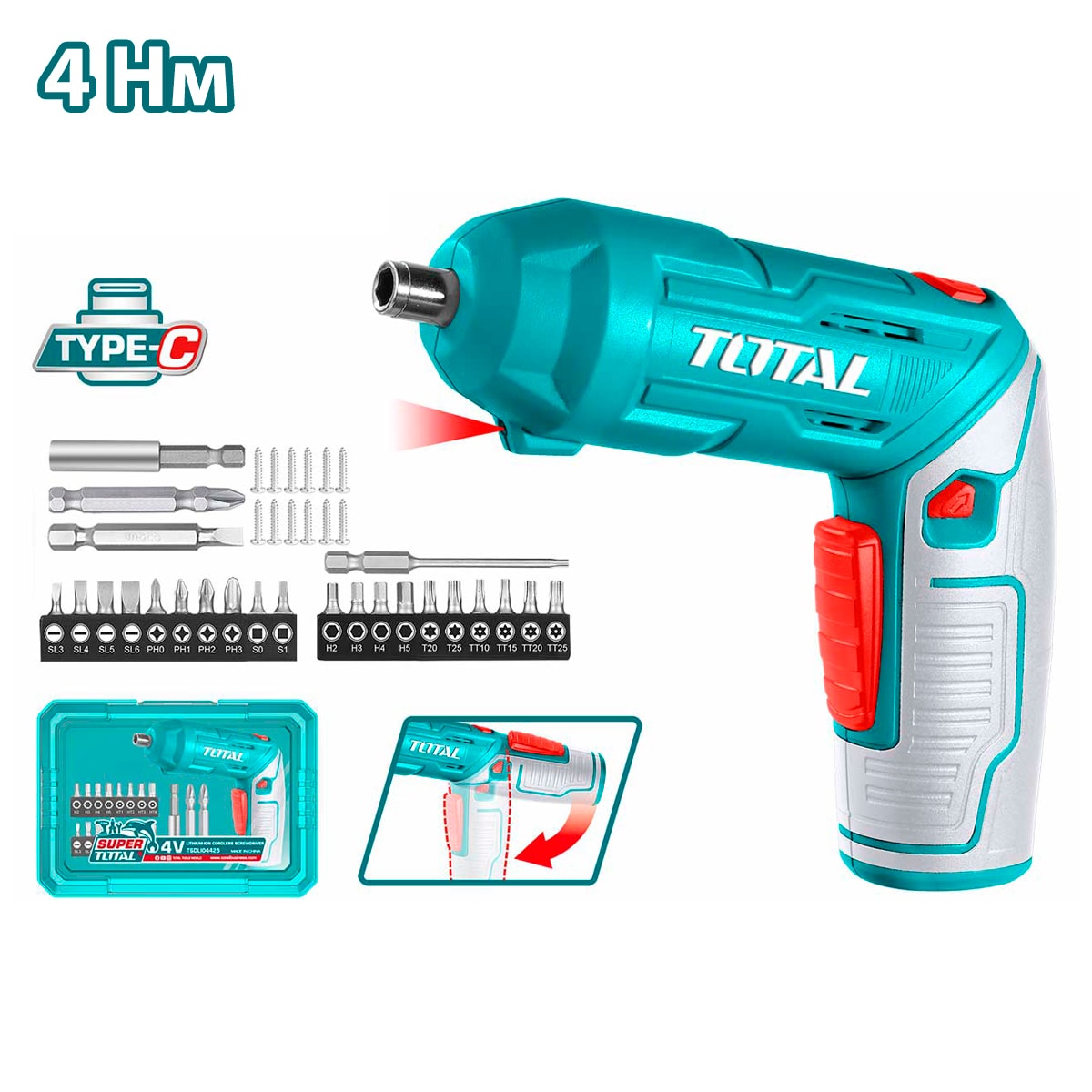 Отвертка аккумуляторная TOTAL TSDLI04425