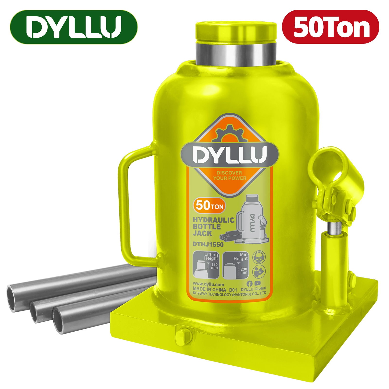 Домкрат гидравлический бутылочный 50т DYLLU DTHJ1550