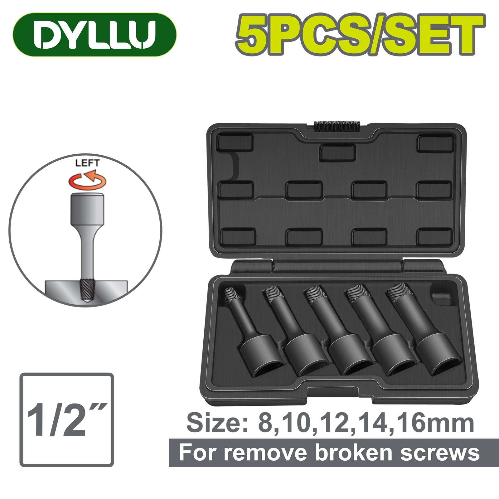 Набор для извлечения обломанных болтов 1/2 " DYLLU DTART1D05