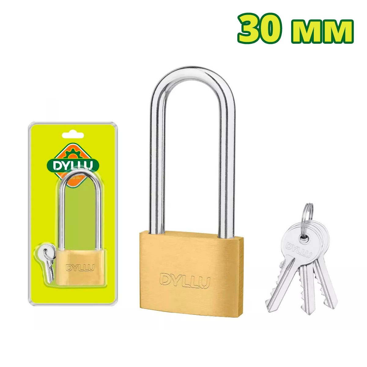 Замок латунный 30 мм с длинной дужкой DYLLU DTPD2430